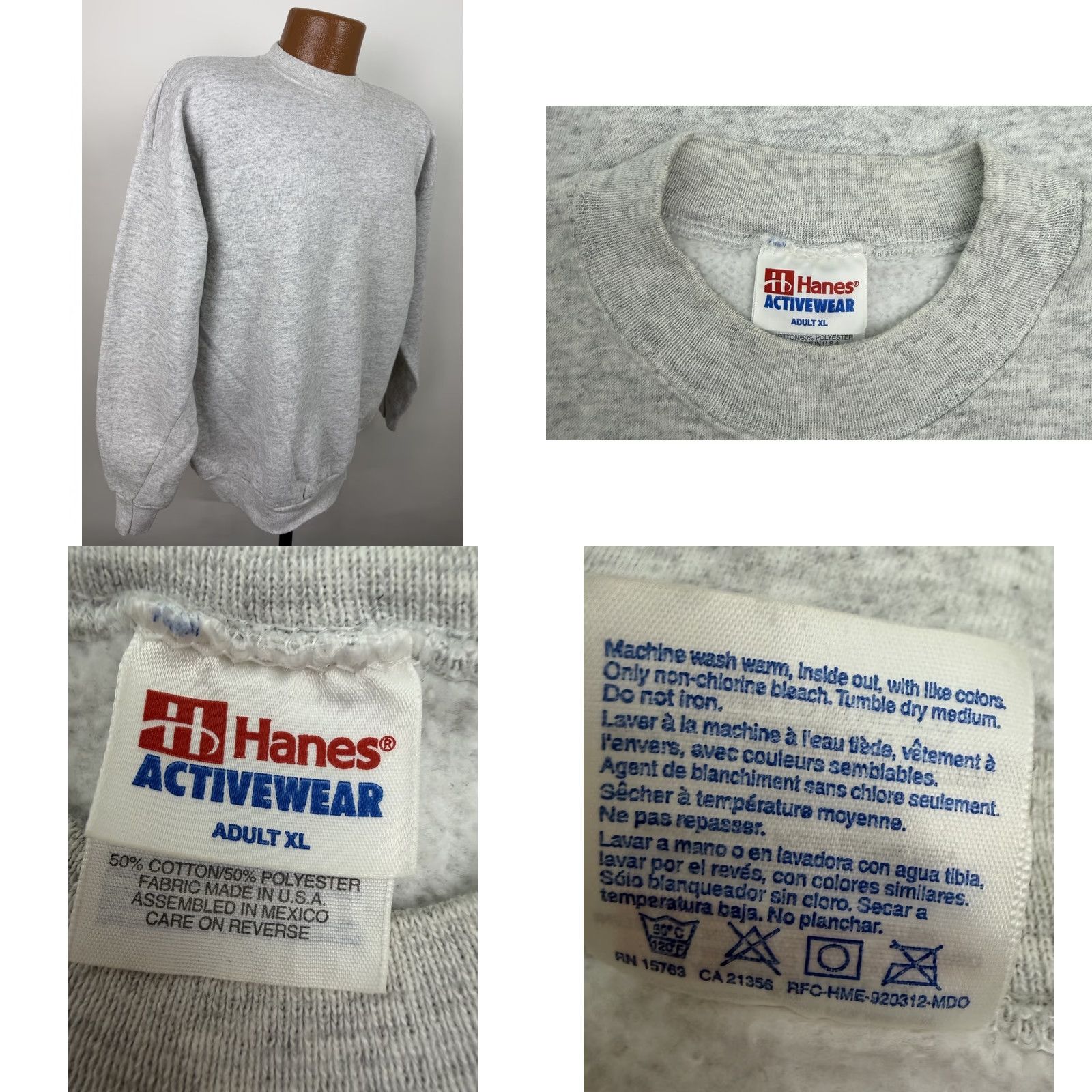 Hanes VINTAGE Hanes Sweatshirt Adult XL Gray Heather Crew Neck Pullover, Regular Fit, Cotton Blend, 90s Dad Funny, Workwear, Vintage Men’s Size US XL / EU 56 / 4 - 8 Thumbnail