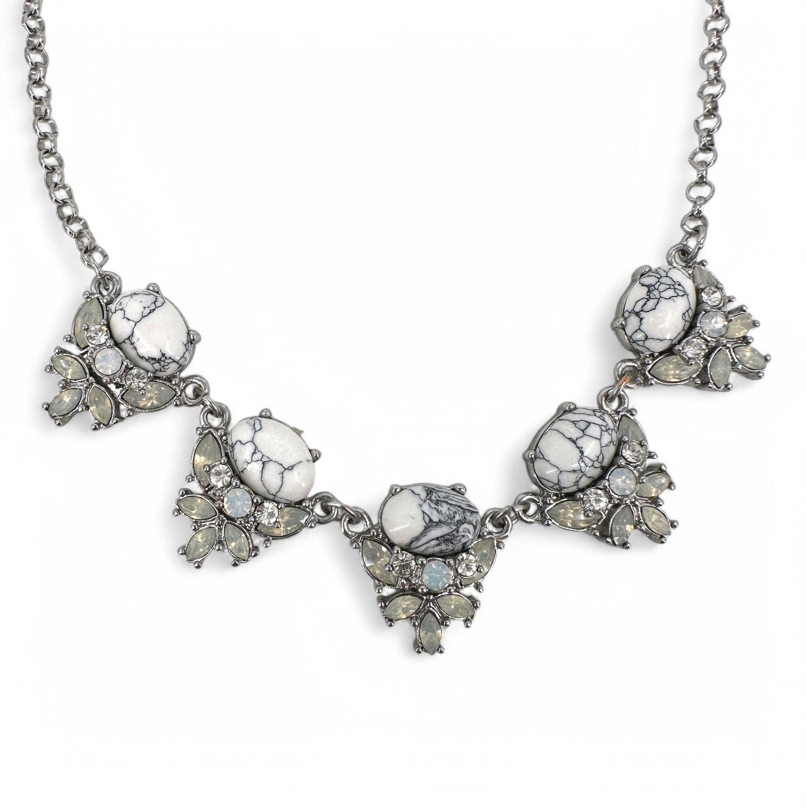 Loft Loft Rhinestone Statement Necklace White and Gray Size ONE SIZE - 6 Thumbnail