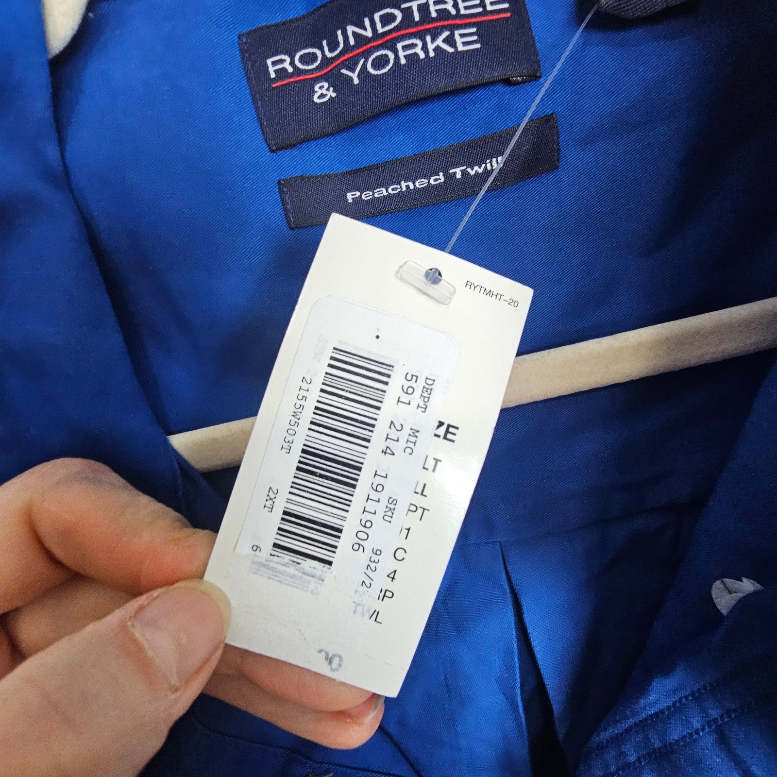 Roundtree & Yorke NEW Roundtree & Yorke Blue Button Shirt Twill Men 2XLT Size US XXL / EU 58 / 5 - 7 Thumbnail