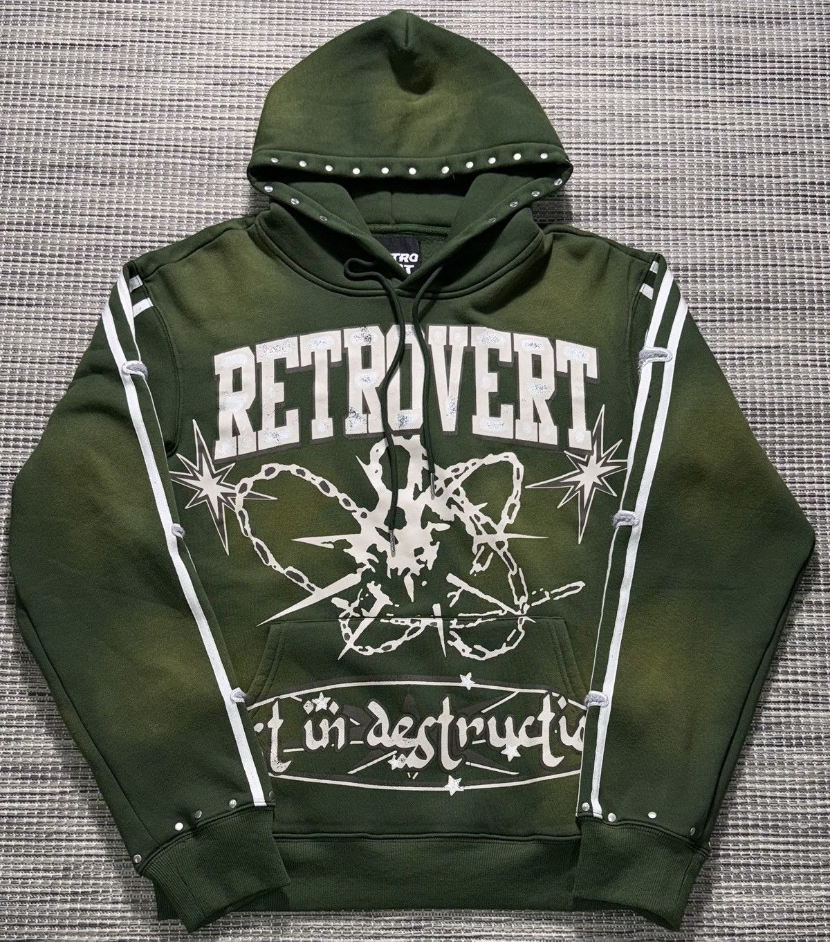 Green Studded Destruction Hoodie
