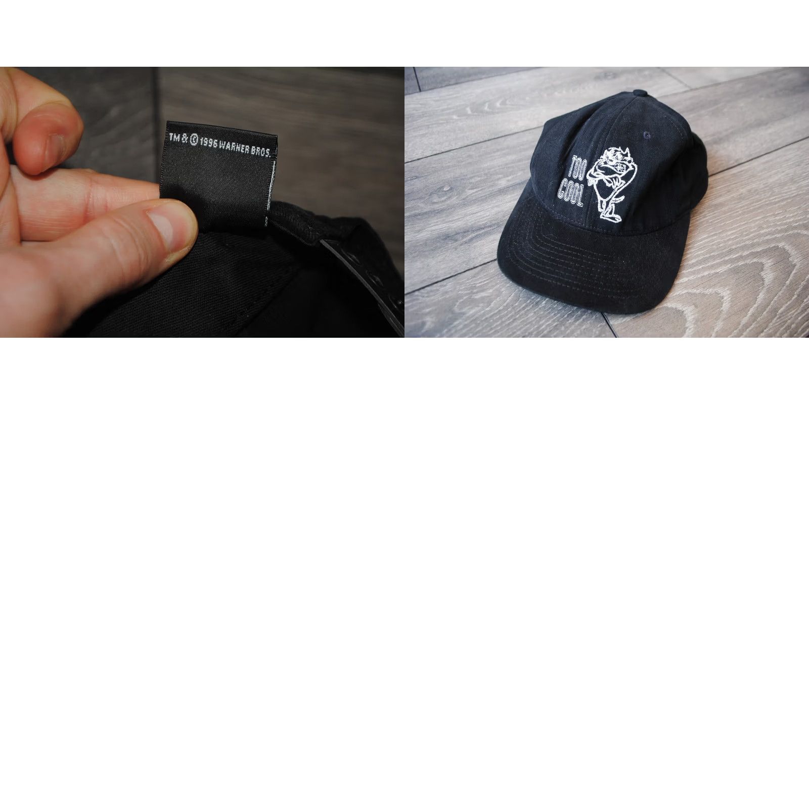 Vintage VINTAGE WARNER BROS STORE 1990'S TOO COOL TAZMANIA DEVIL TAZ BLACK BASEBALL CAP Size ONE SIZE - 8 Thumbnail