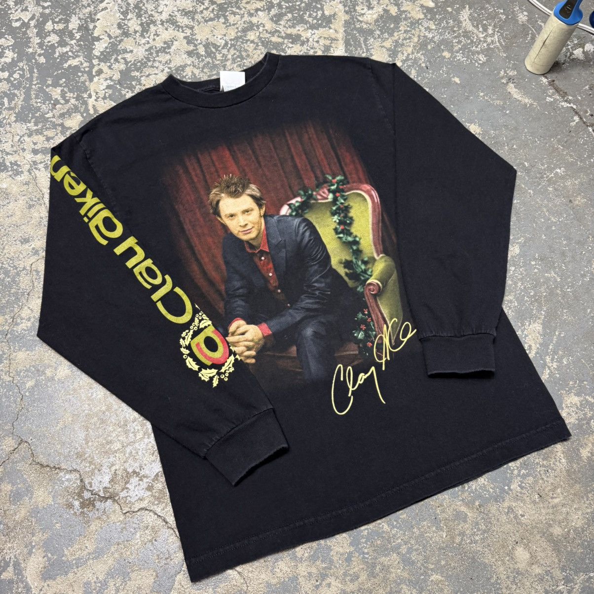 Band Tees Vintage Clay Aiken Christmas Tour Black Long Sleeve Tshirt Size US M / EU 48-50 / 2 - 8 Thumbnail