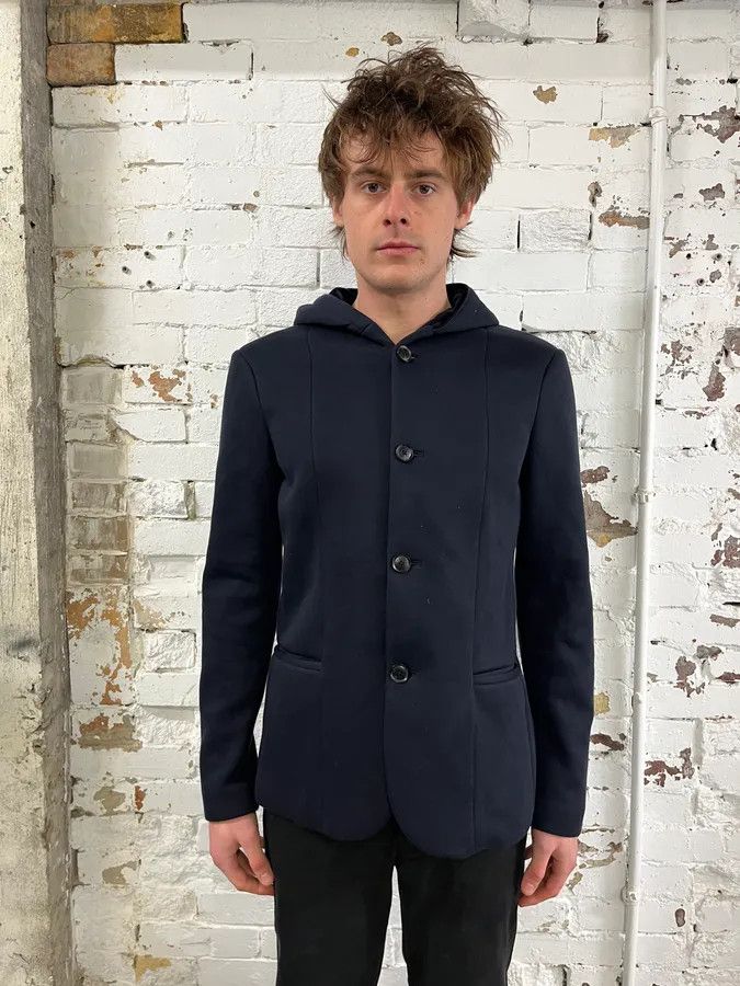 Emporio Armani AW2018 Emporio Armani Navy Wool Hooded Blazer Jacket Size US M / EU 48-50 / 2 - 2 Thumbnail