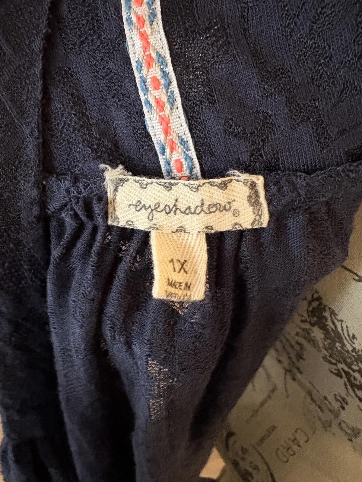 Other Eyeshadow Navy Blue Lace Vest Cardigan - 1X Size XL / US 12-14 / IT 48-50 - 3 Thumbnail