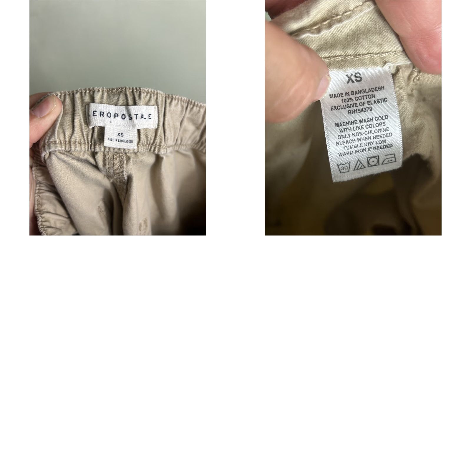 Aeropostale Aeropostale Womens XS Cargo Pants Elastic Waist Cotton Beige 25x29 Size 26" / US 2 / IT 38 - 9 Thumbnail