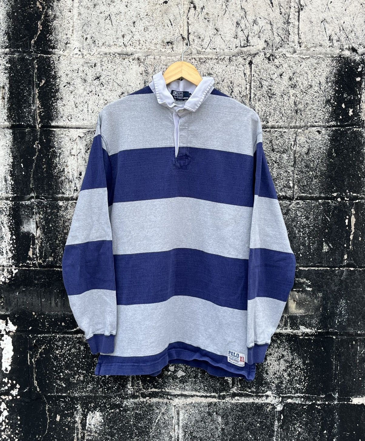 Vintage Polo Ralph Lauren vintage striped rugby shirt preppy hype Size US XL / EU 56 / 4 - 1 Thumbnail