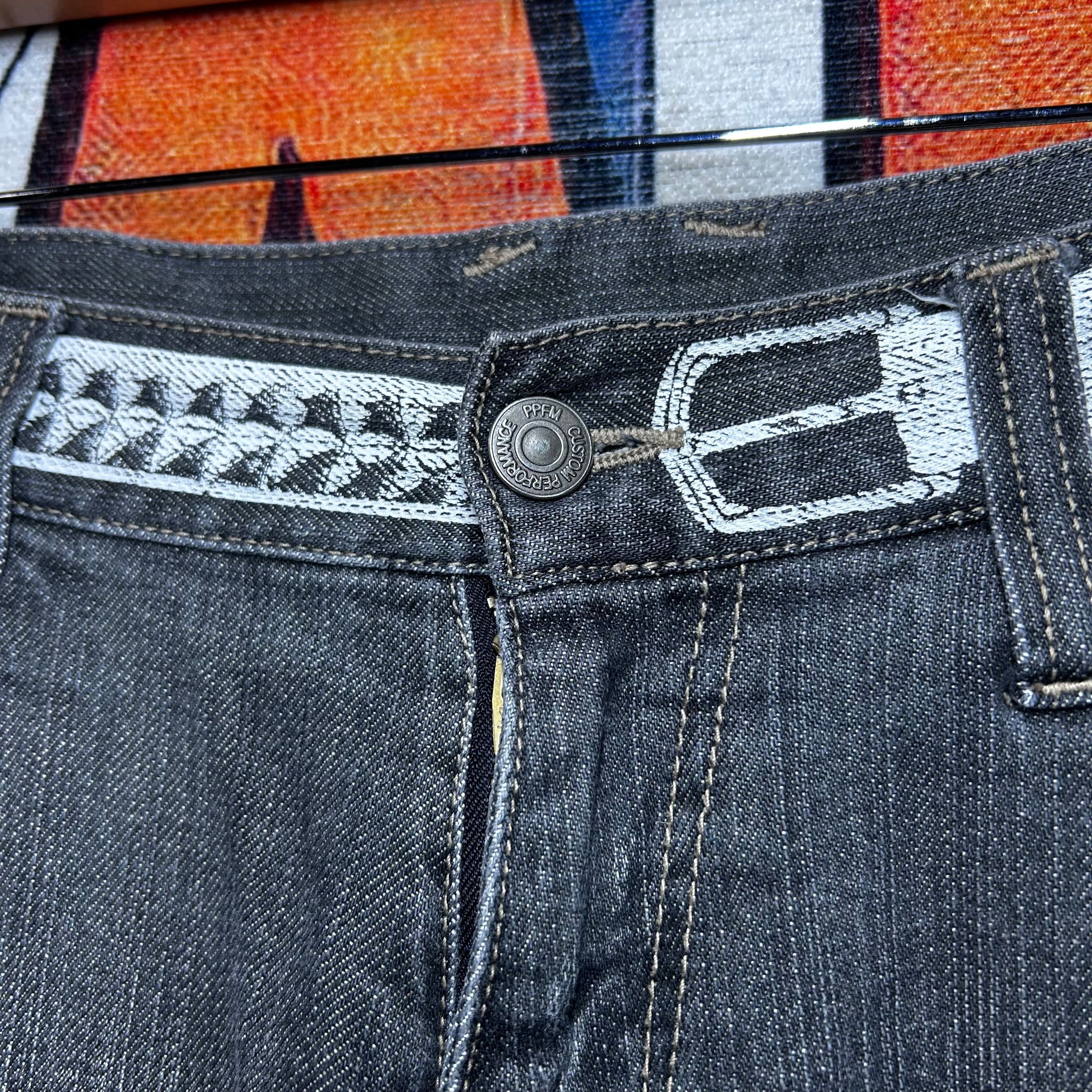 PPFM PPFM Screen Printed Belt Black Washed Denim Jeans Size 32 Size US 32 / EU 48 - 3 Thumbnail
