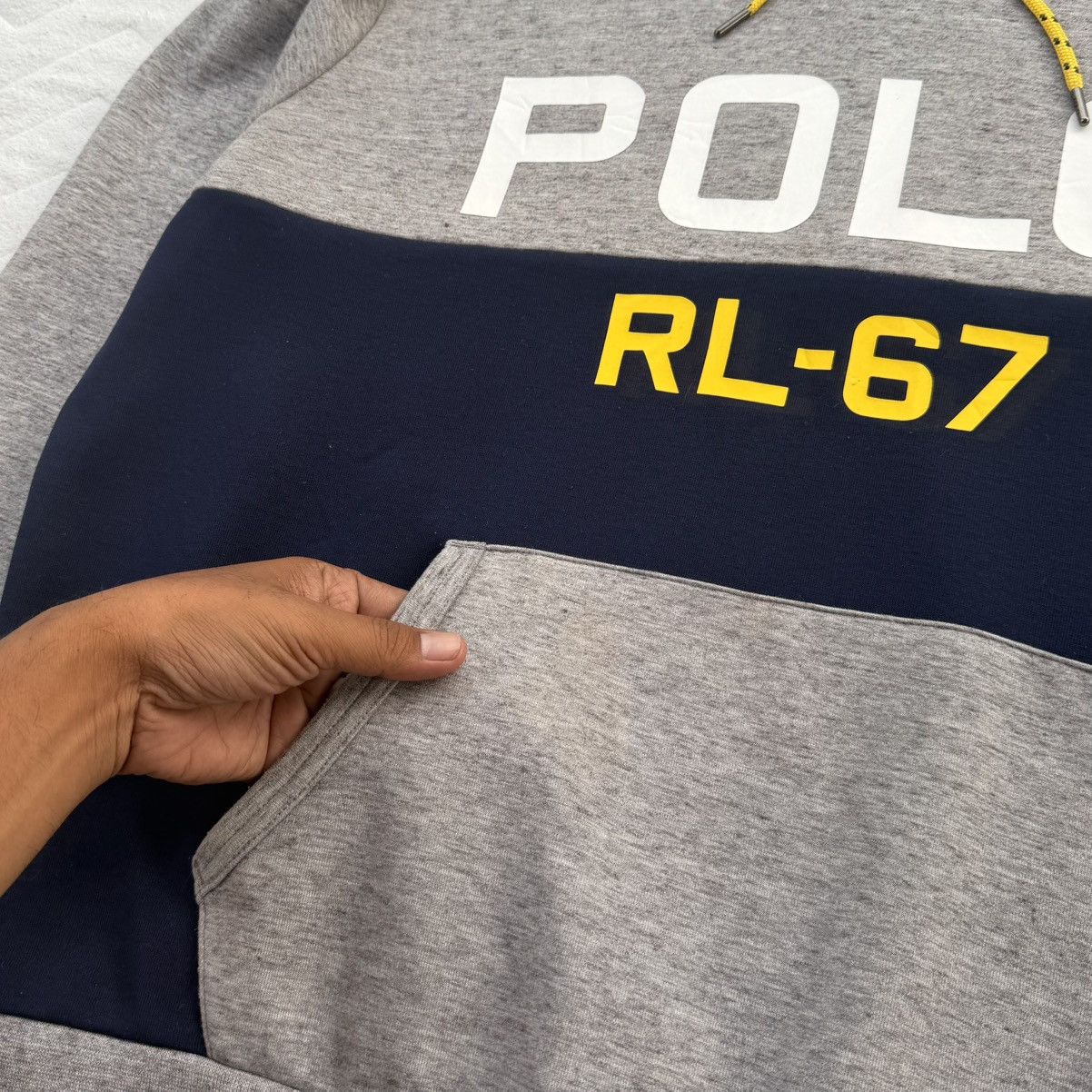 Polo Ralph Lauren Polo Ralph Lauren RL-67 Hoodie Grey Navy Colorblock Big Logo Size US XL / EU 56 / 4 - 5 Thumbnail