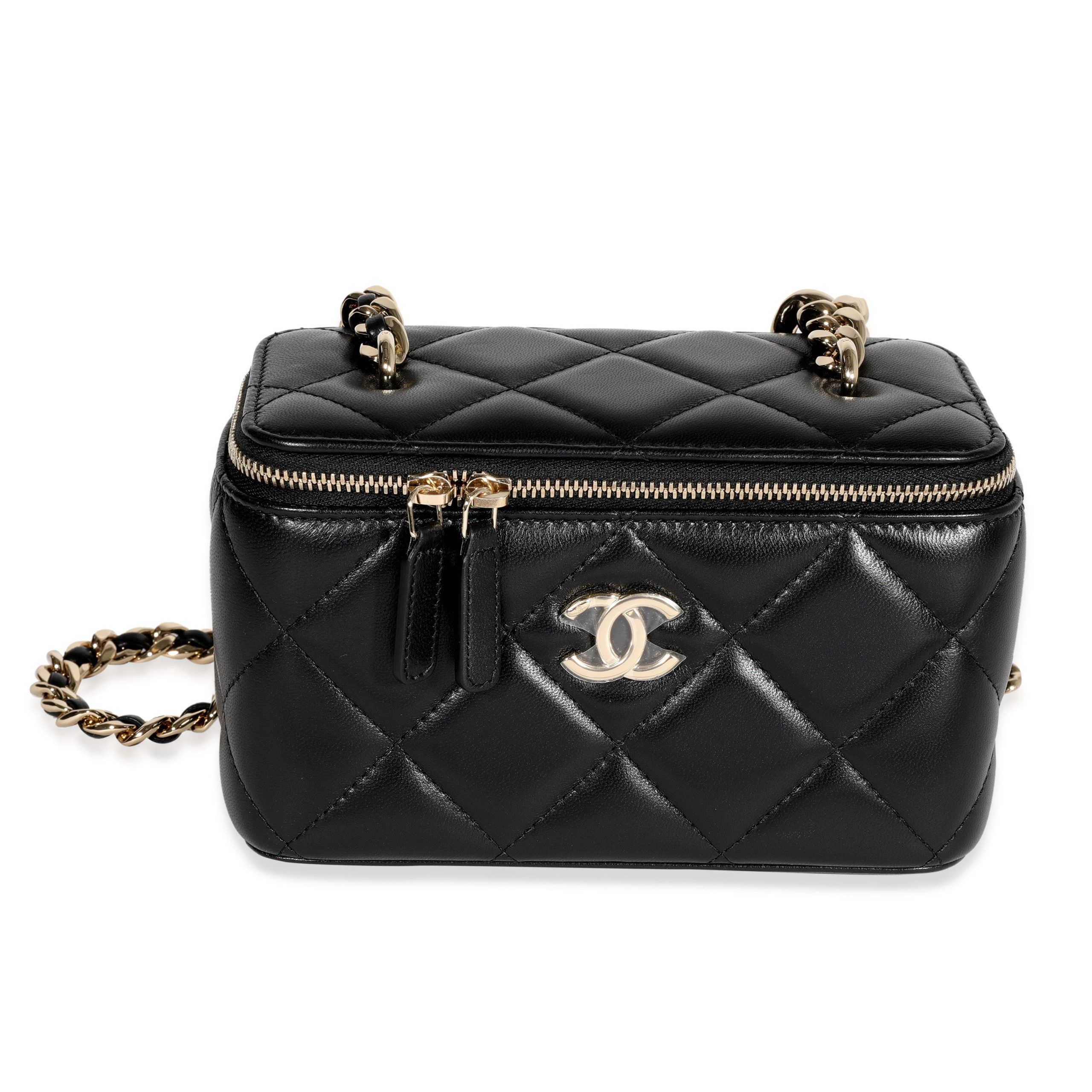 image of Chanel Black Quilted Lambskin Elegant Chain Vanity Bag, Women's