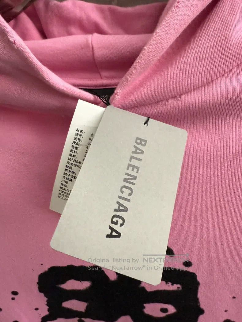 Balenciaga Balenciaga Pink splatter letter print hooded sweatshirt Size US S / EU 44-46 / 1 - 4 Thumbnail