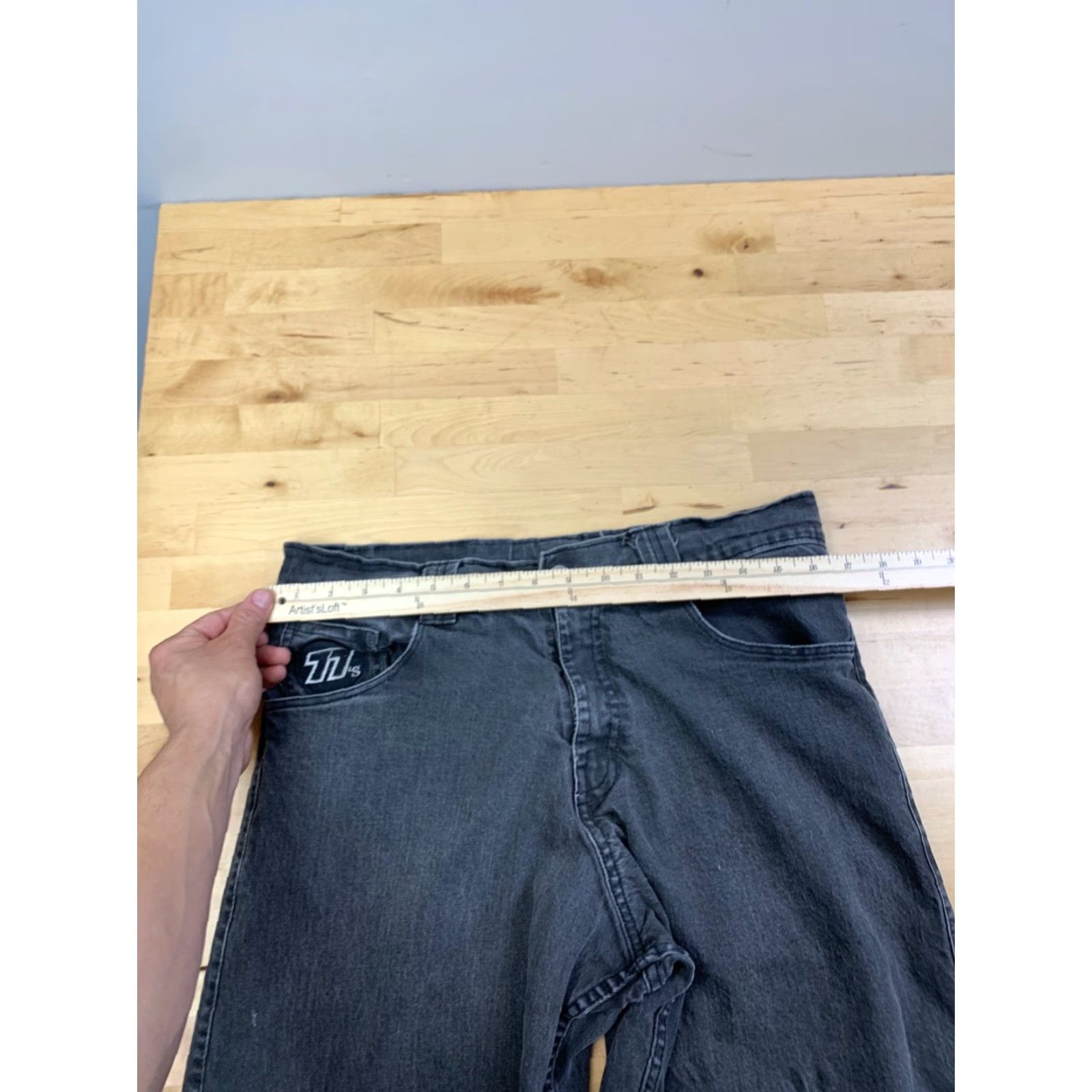 Denime 77 Denim Jeans Men M Black Faded Skate Baggy Loose Grunge 12857 Size US 31 - 6 Thumbnail