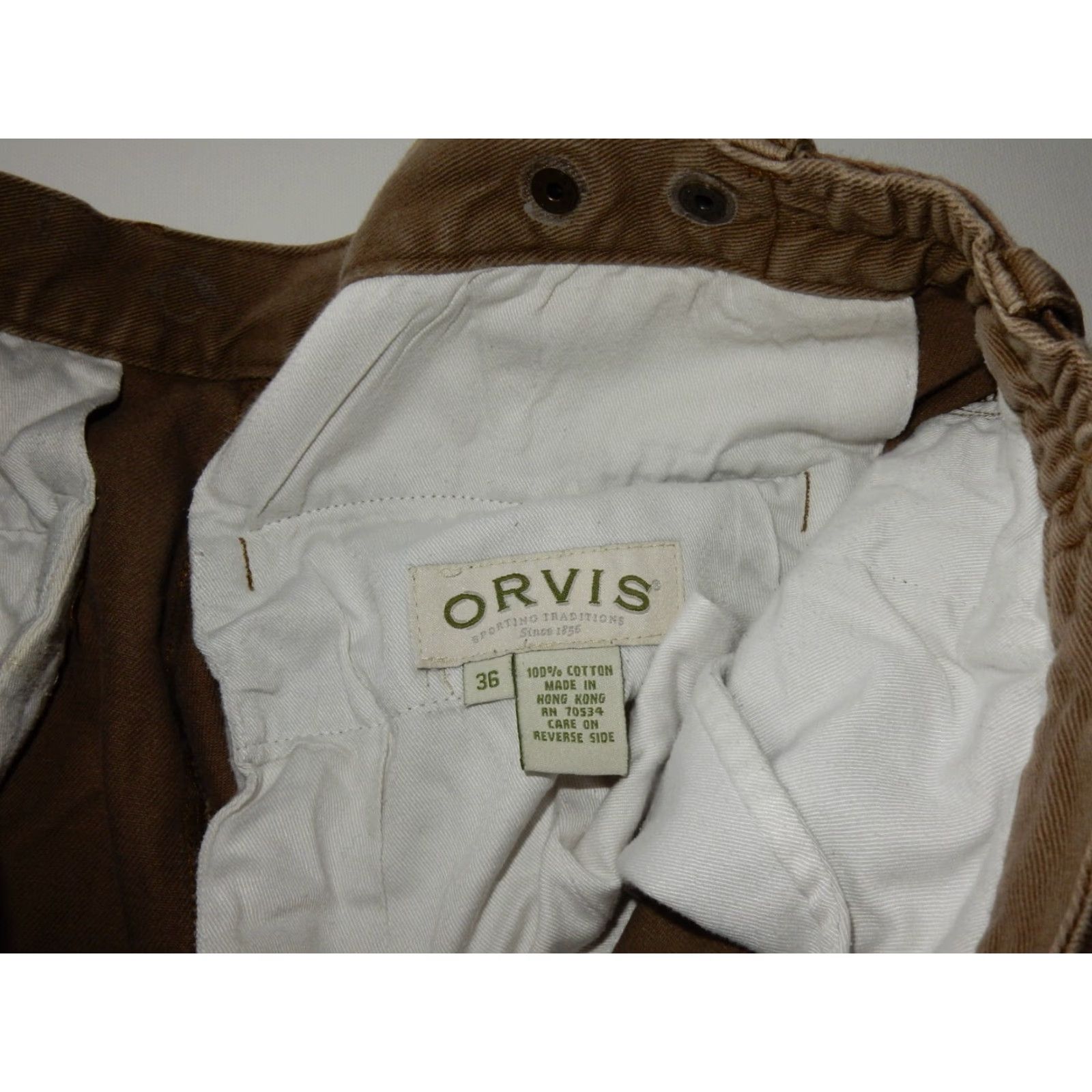 Orvis VINTAGE Orvis Men's Cargo Pants Chino Green Size 36x25 Leather Trim Size US 36 / EU 52 - 7 Thumbnail