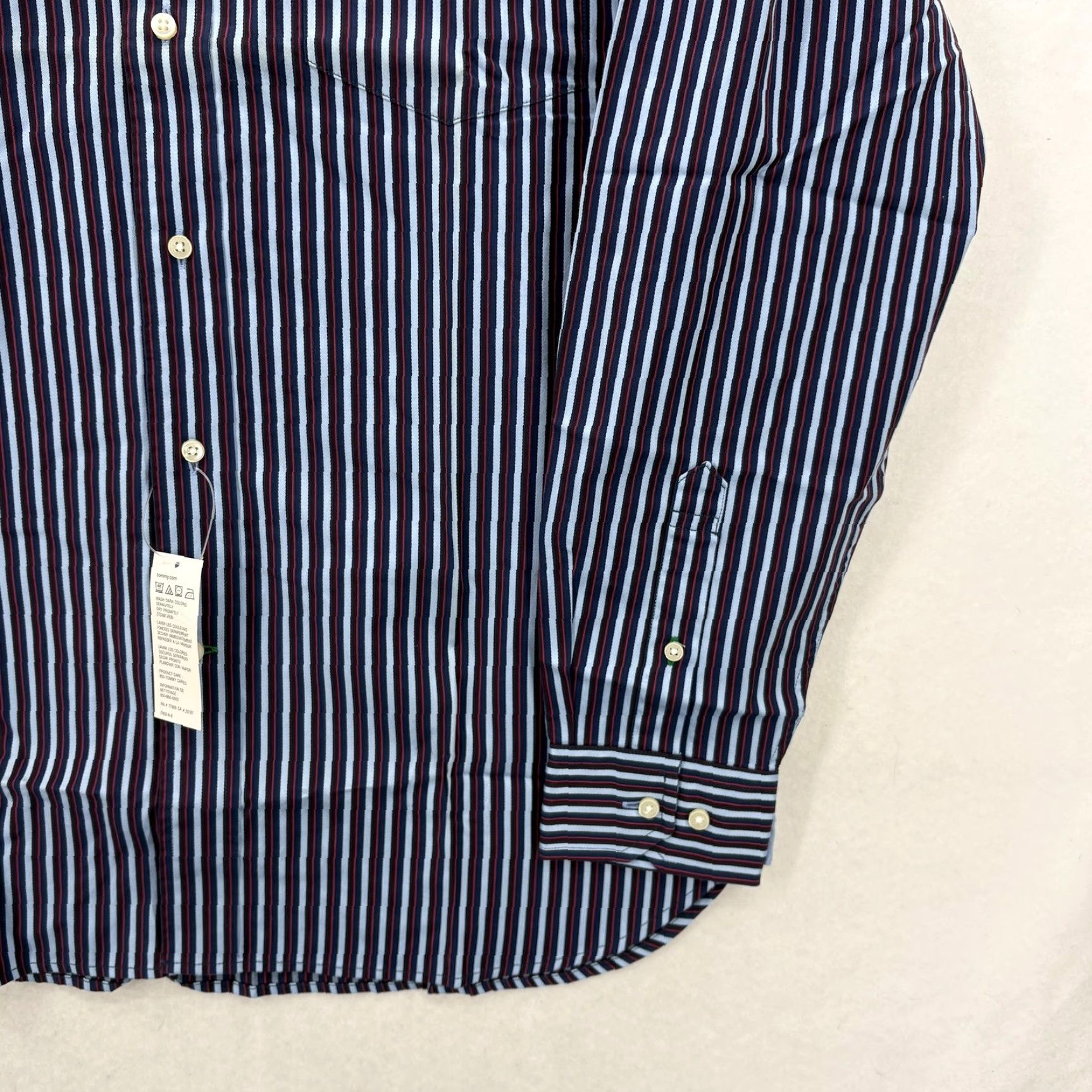 Tommy Hilfiger Tommy Hilfiger Dress Shirt Mens Medium Blue Stripe Regular Fit Long Sleeve NWT Size 40R - 3 Thumbnail