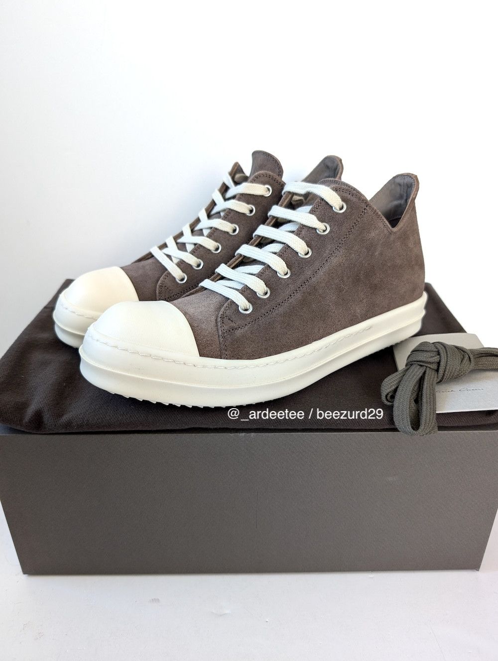 Rick Owens *NEW* MAINLINE DUST SUEDE RAMONES LOW FW22 STROBE Size US 8 / EU 41 - 1 Thumbnail