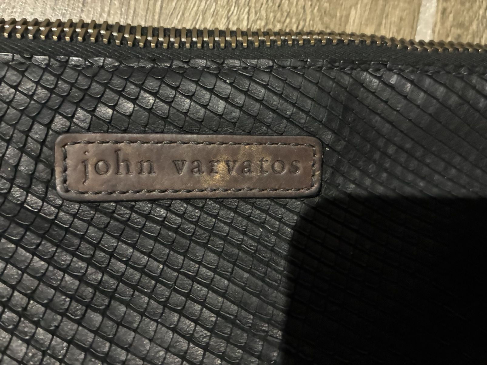 John Varvatos John Varvatos Embossed Snakeskin Leather Clutch/Pouch -Black Size ONE SIZE - 4 Thumbnail
