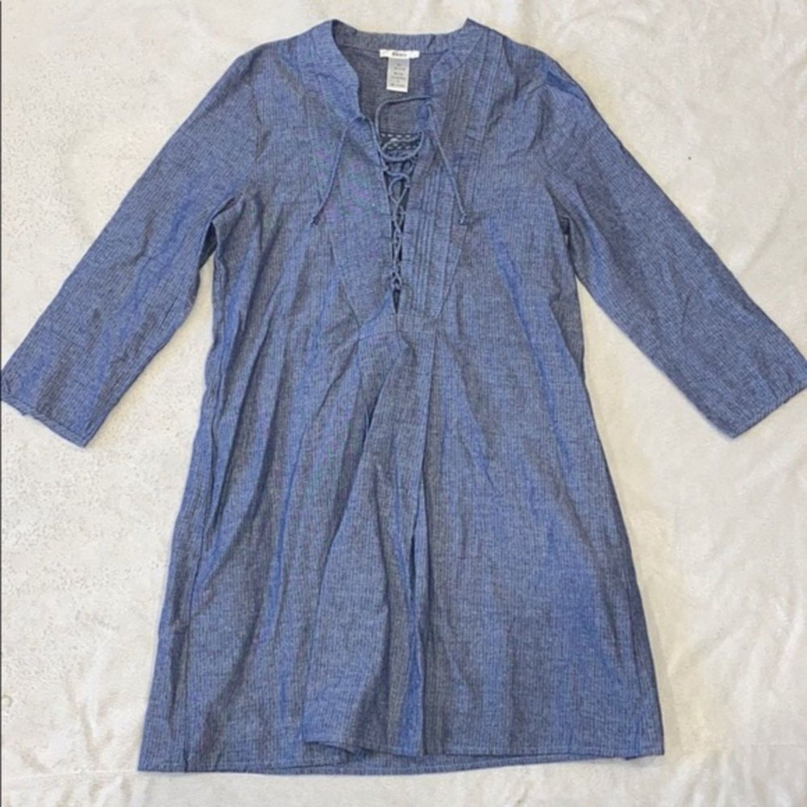 Other Esley Blue Stripe Lace Front V-Neck Swing Dress | Sz S Size S / US 4 / IT 40 - 2 Thumbnail