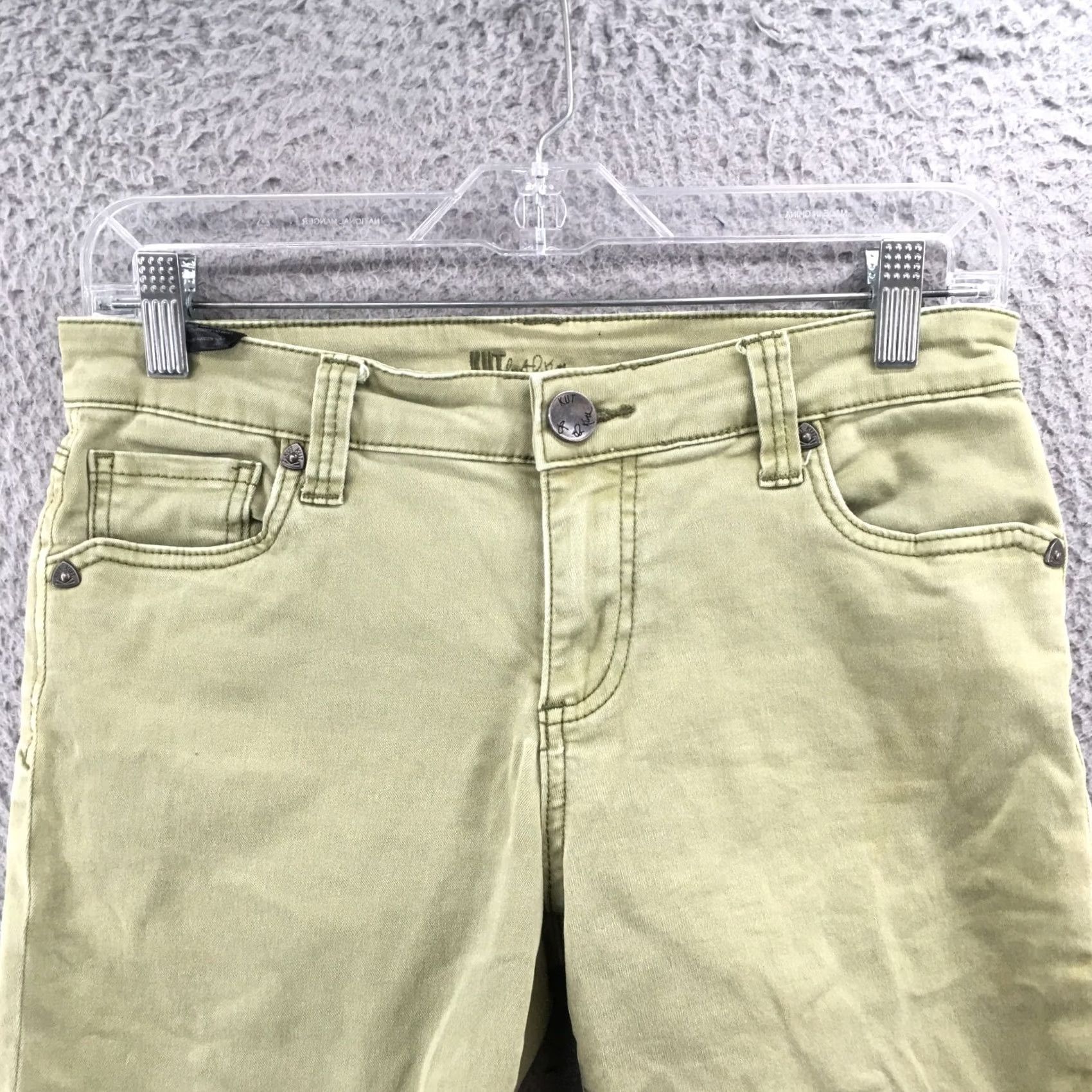 Vintage KUT from the kloth Shorts Womens 2 Green Denim Bermuda Jean Mid Rise Zip Cut Off Size 26" / US 2 / IT 38 - 2 Thumbnail