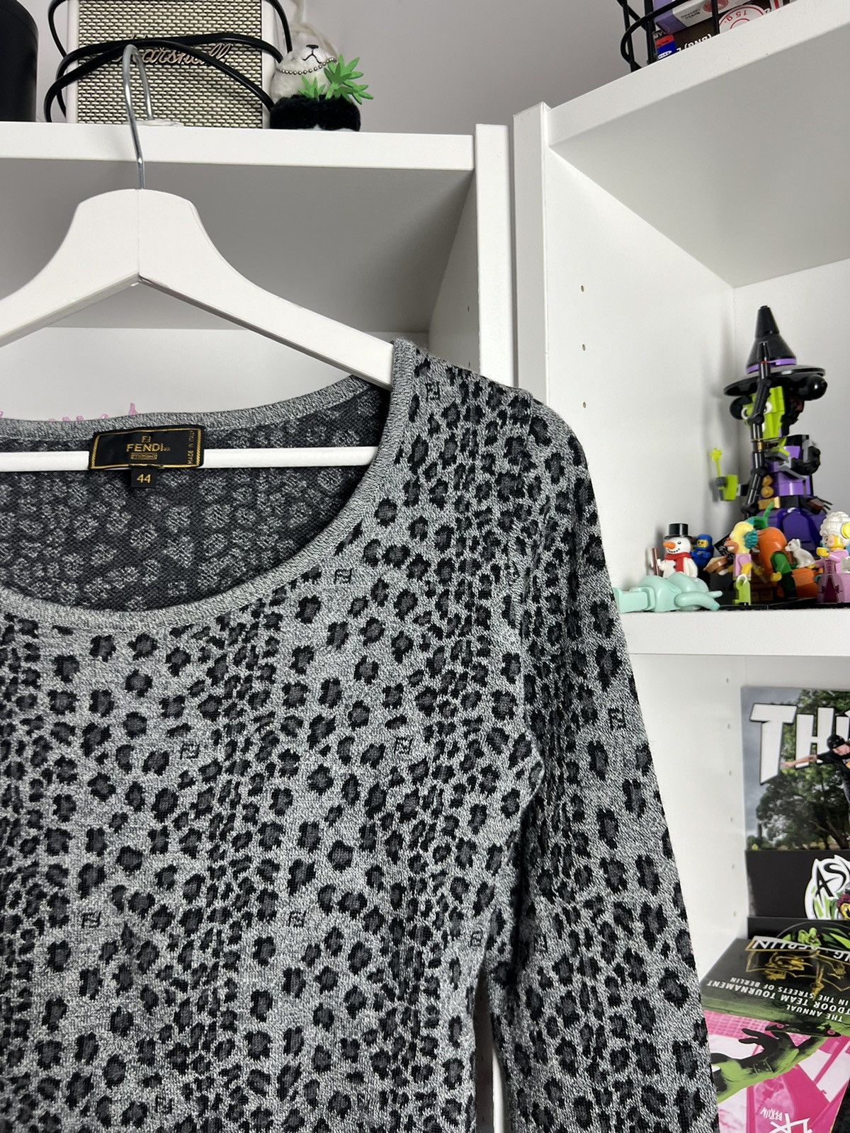 Designer × Fendi × Vintage Vintage 90s Fendi merino wool leopard print cropped sweater S Size S / US 4 / IT 40 - 5 Thumbnail