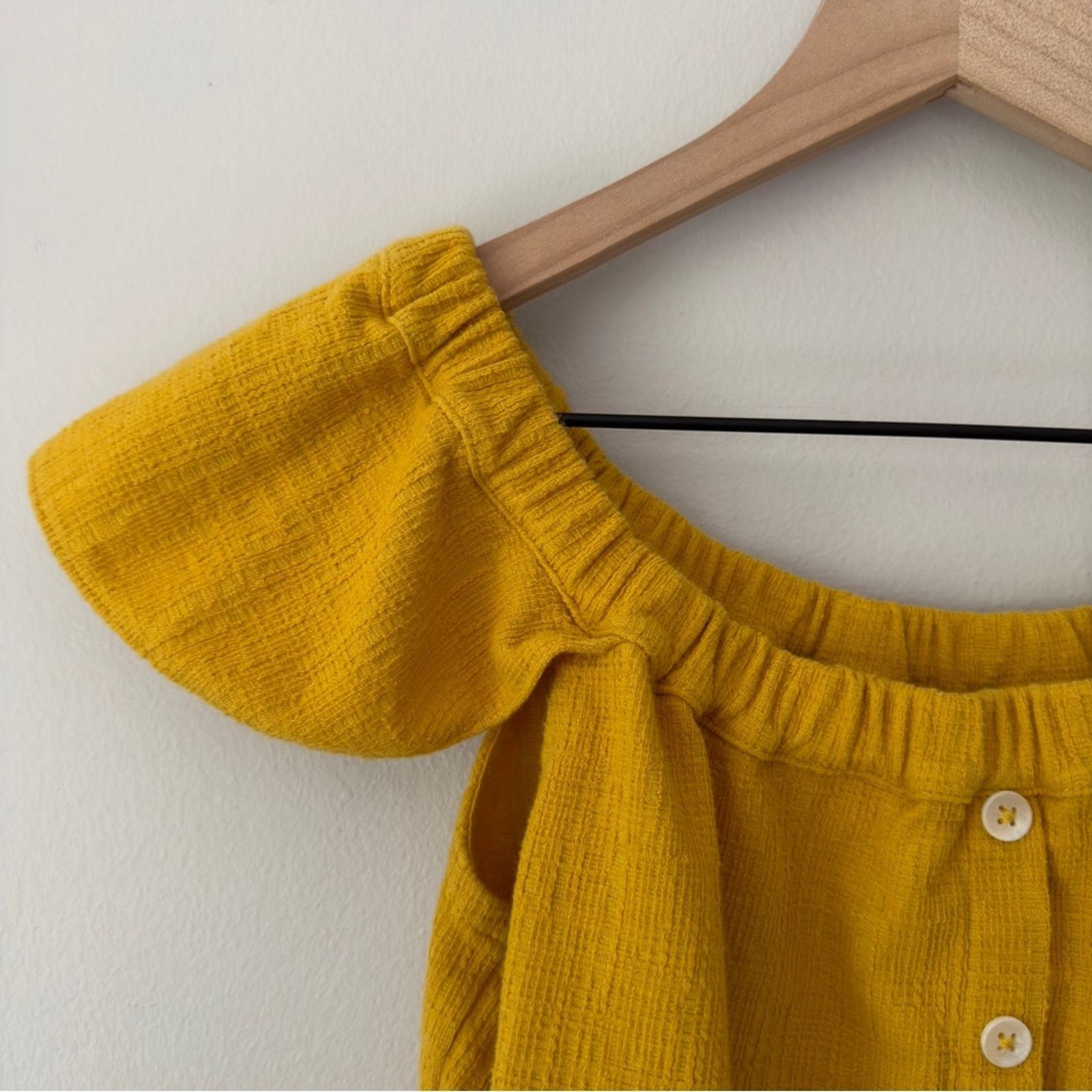 Madewell Madewell Texture & Thread Off The Shoulder Top Button Front Size S / US 4 / IT 40 - 5 Thumbnail