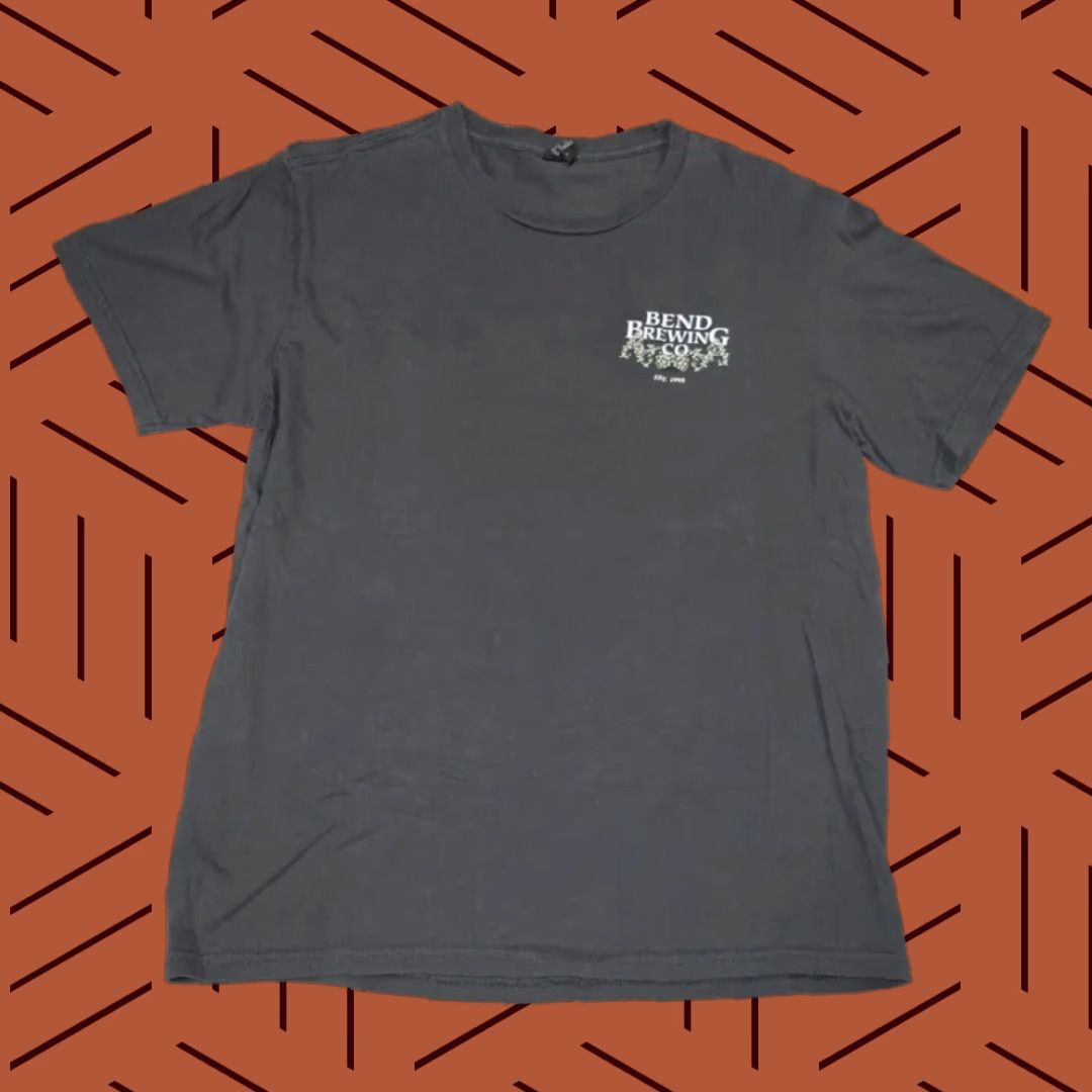 BEND BREWING COMPANY T-SHIRT BEER LOGO HOPS MEN LARGE GRAY 100% COTTON CREW NECK BEER IPA CASCADIAN DARK ALE BESPOKE FIT