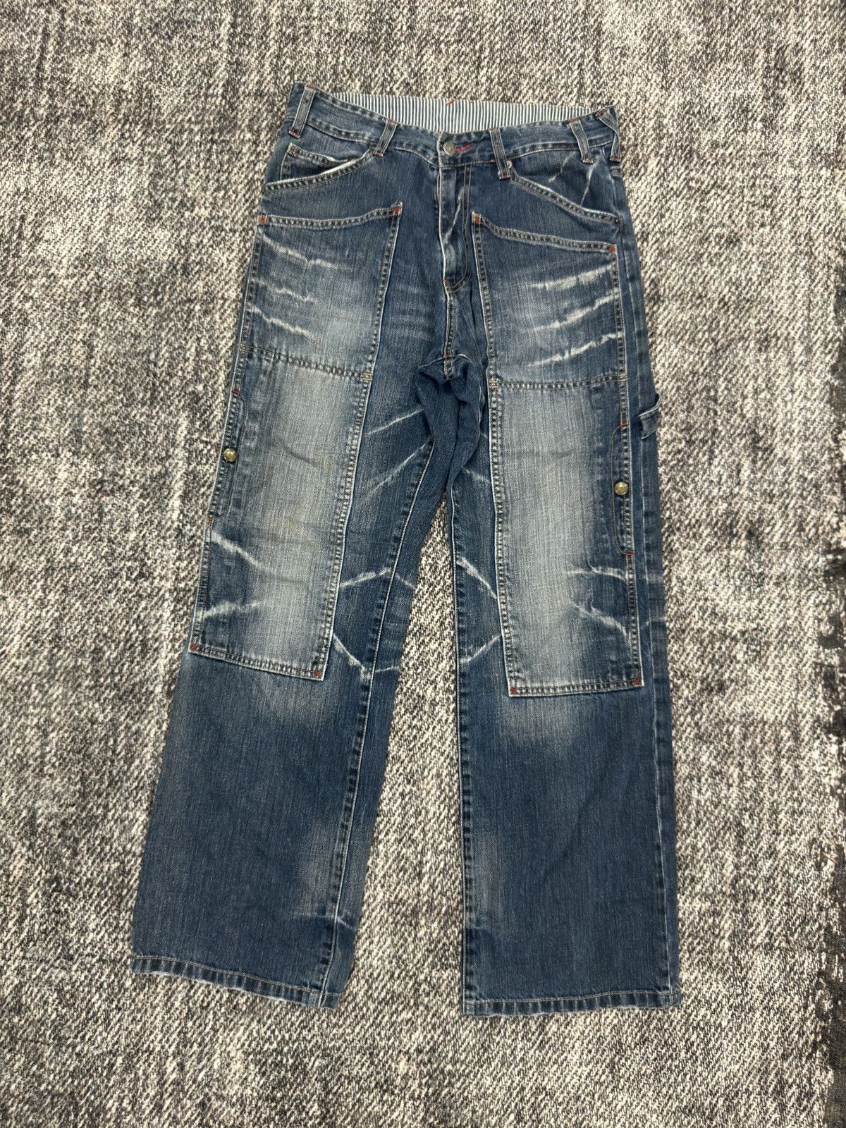 If Six Was Nine × Le Grande Bleu (L.G.B.) × PPFM Vintage Wide Jeans Baggy Multiple Pocket By PPFM Size US 30 / EU 46 - 1 Thumbnail