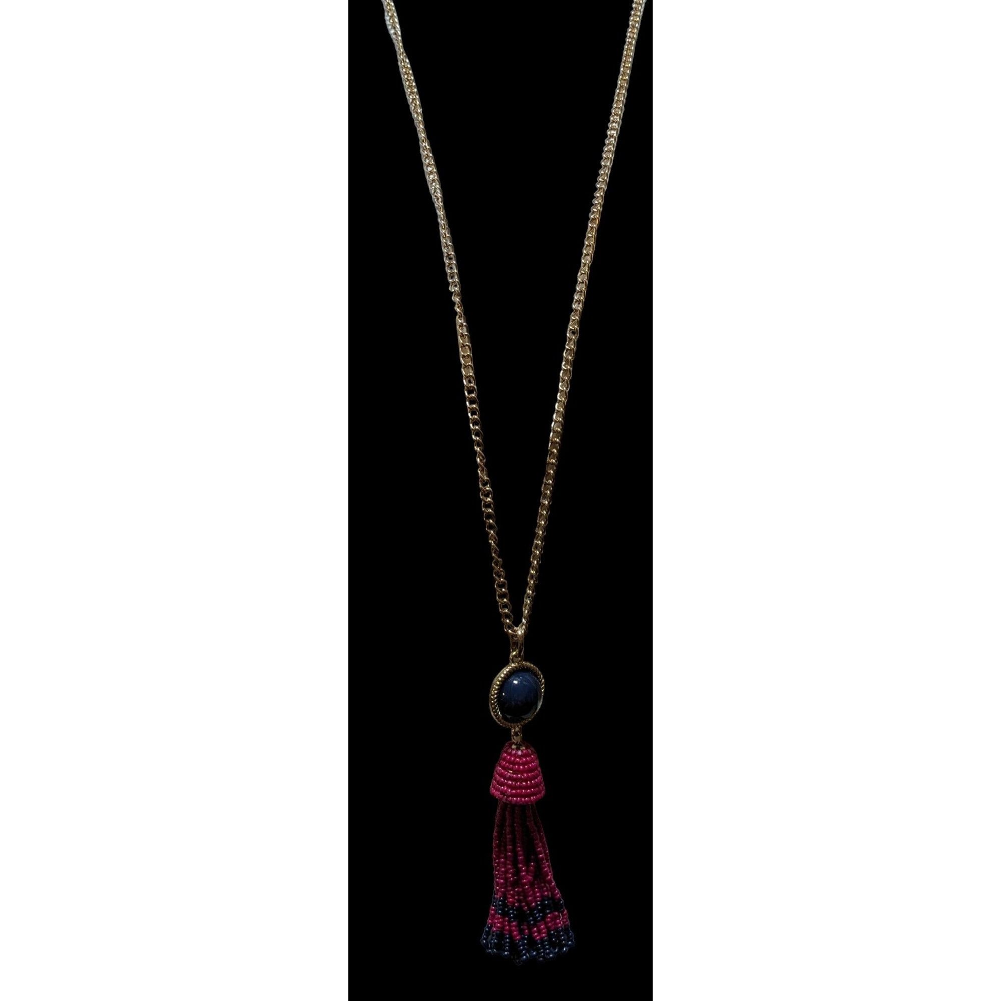 Talbots Talbots Pink And Blue Beaded Tassel Necklace Size ONE SIZE - 4 Thumbnail