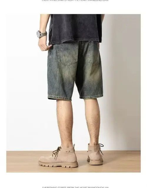 Japanese Brand Retro washed straight-leg versatile denim shorts Size US 32 / EU 48 - 4 Thumbnail