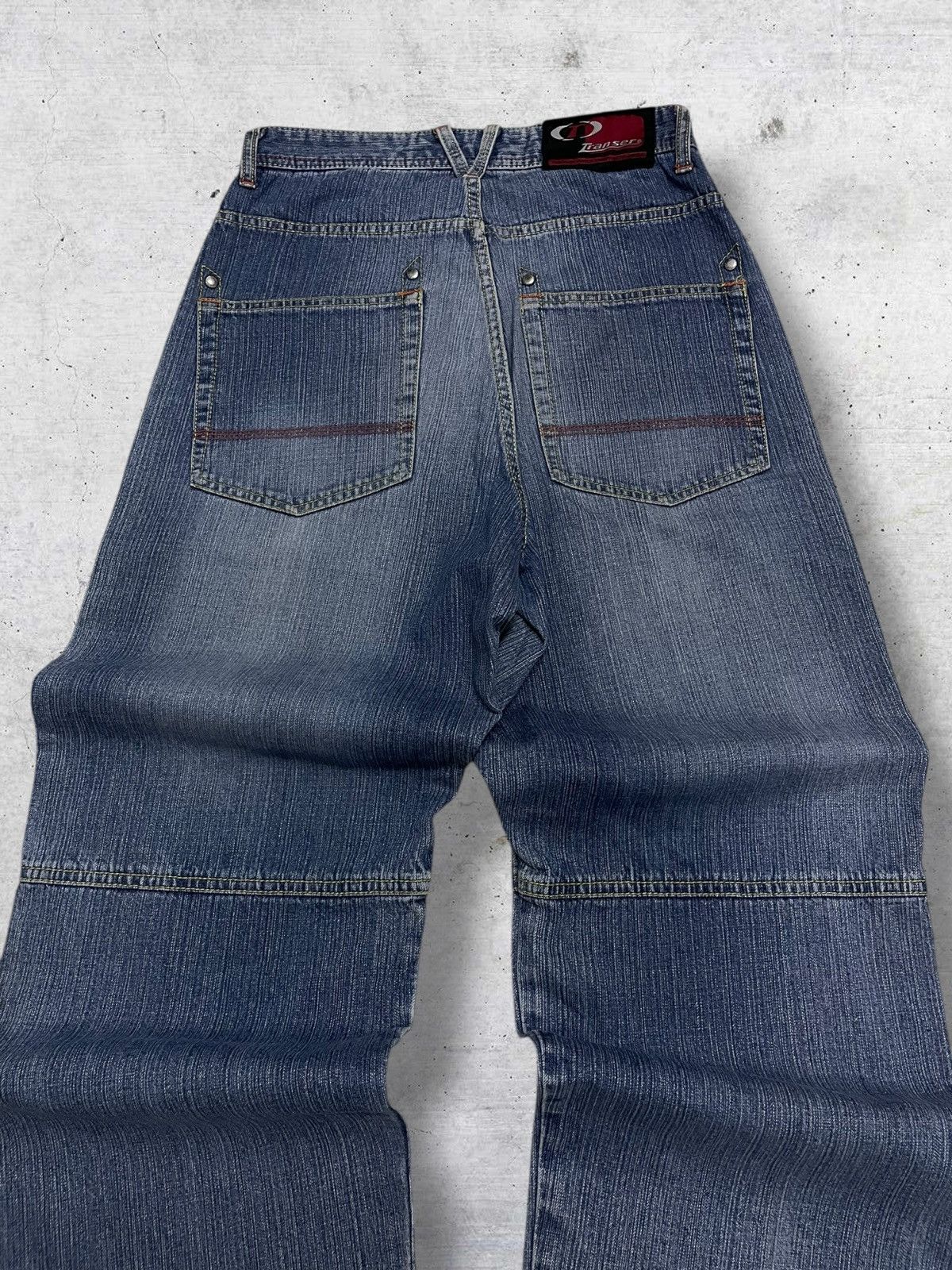 Japanese Brand VINTATE TRANSER Y2K JAPAN DESIGNER BAGGY DOUBLE KNEE DENIM Size US 28 / EU 44 - 11 Thumbnail