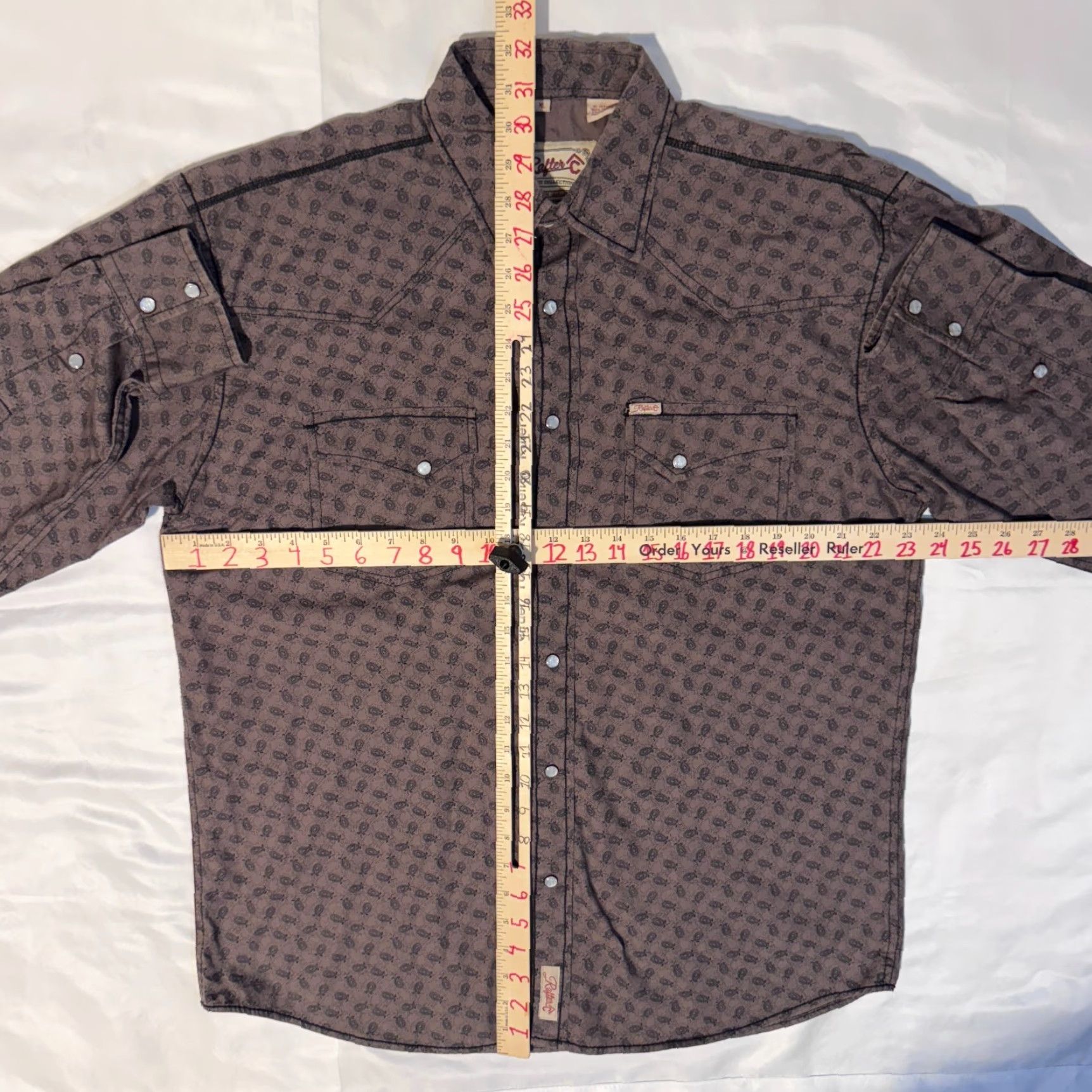 Vintage Rafter C Brown Paisley Western Pearl Snap Shirt XL Cowboy Rodeo Long Sleeve Button Up Mens Casual Size US XL / EU 56 / 4 - 6 Thumbnail