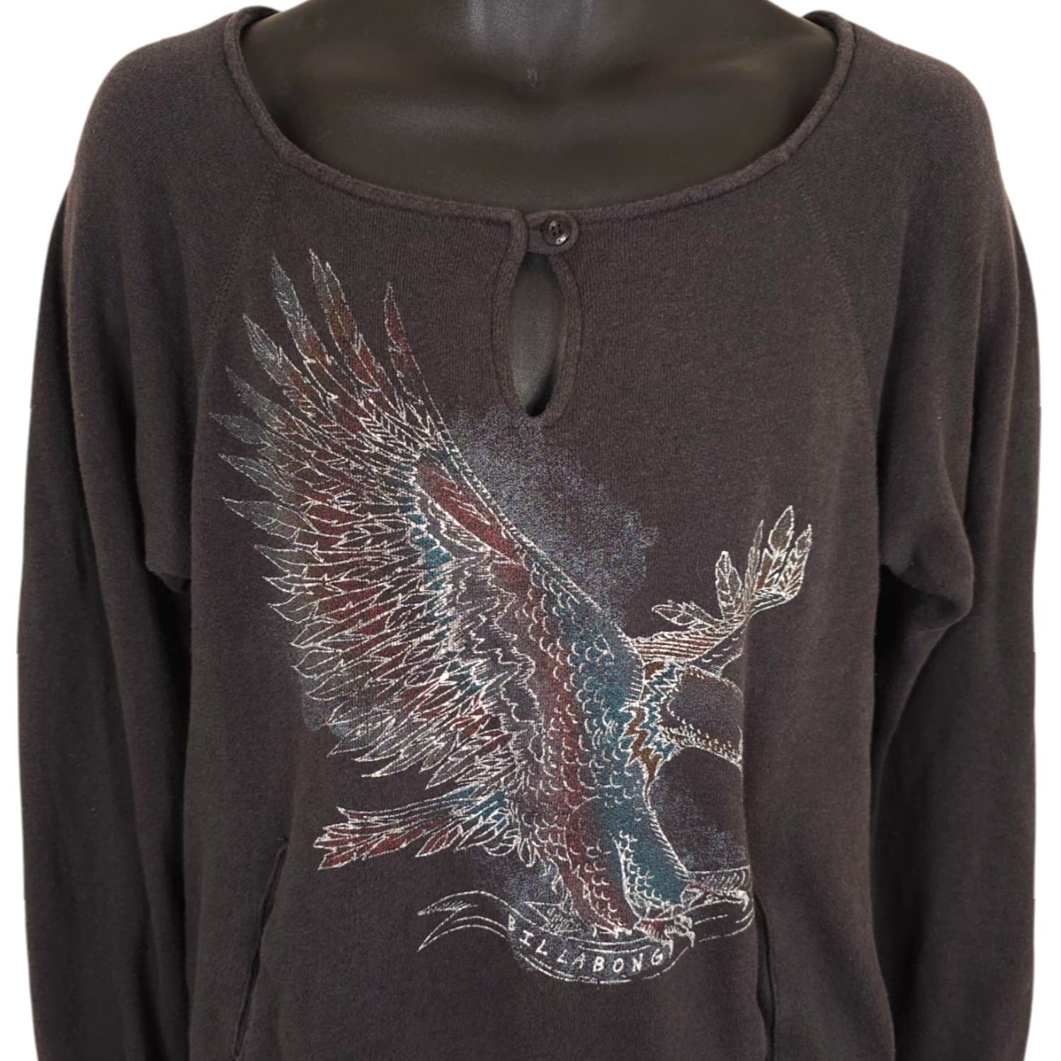 Billabong VINTAGE Billabong Sweatshirt Womens Large Gray Bald Eagle Hawk Designers Closet Size L / US 10 / IT 46 - 2 Thumbnail