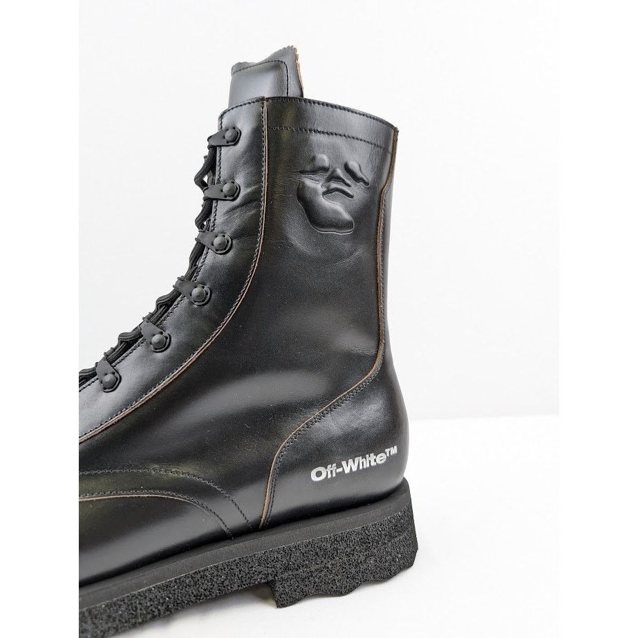 Off-White o1rshd1 Leather Sponge Combact Boots in Black Size US 12 / EU 45 - 6 Thumbnail