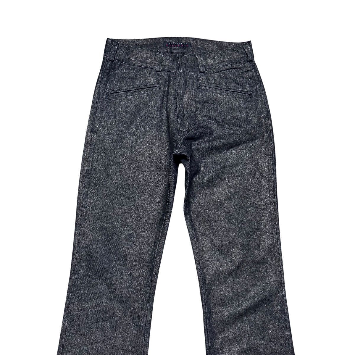 Japanese Brand PARANOID Black Waxed Shining Denim Flare Jeans Size US 28 / EU 44 - 3 Thumbnail