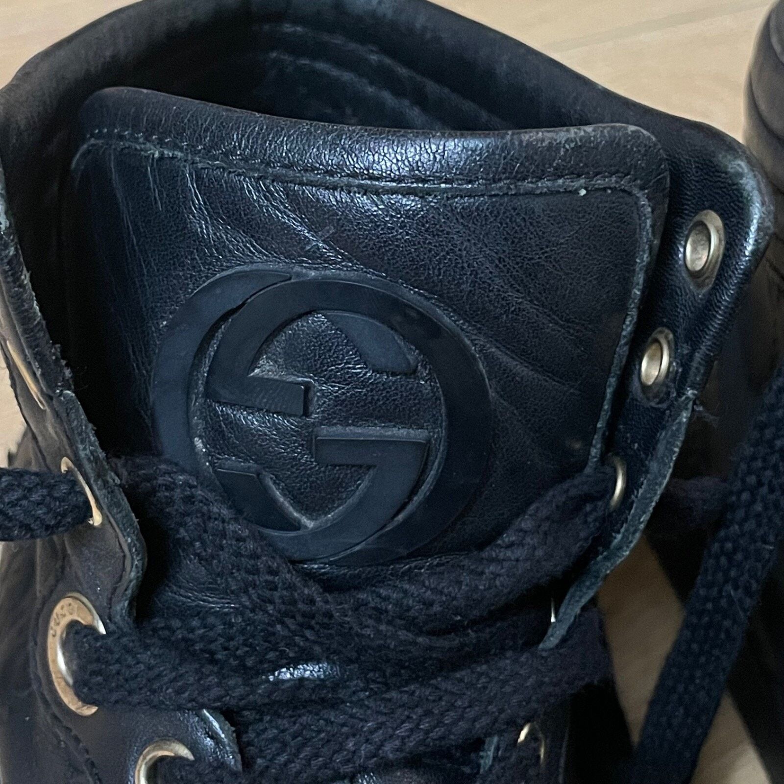 Gucci GUCCI Sneakers GG Web Dapper Black Leather High Top Monogram Size US 7.5 / IT 37.5 - 7 Thumbnail