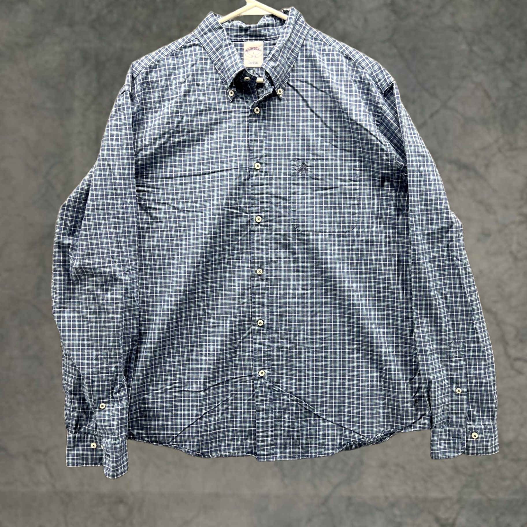 Brooks Brothers Brooks Brothers Shirt Mens Large Blue Check Long Sleeve Button Front Casual Size US L / EU 52-54 / 3 - 1 Thumbnail