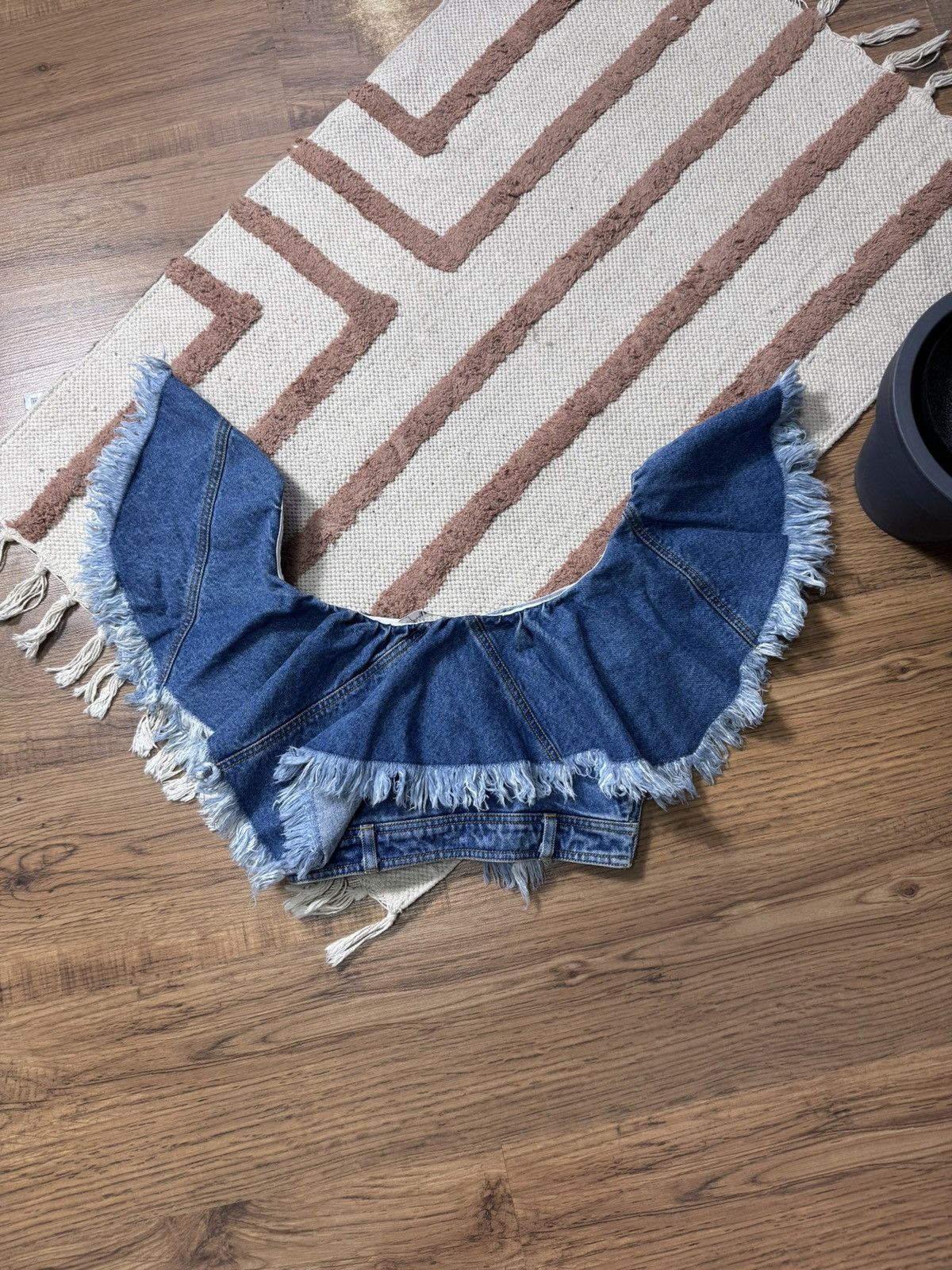 Philosophy di Lorenzo Serafini VINTAGE PHILOSOPHY DI LORENZO SERAFINI RUSHES DENIM CROP TOP Size XS / US 0-2 / IT 36-38 - 2 Thumbnail