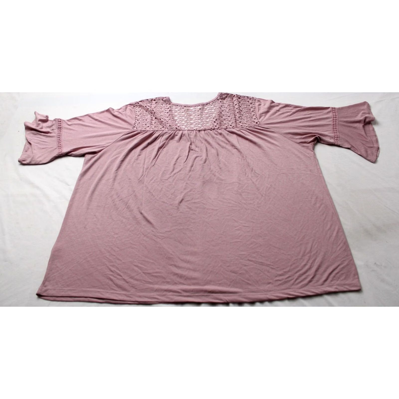 Ford Shannon Ford New York Women's Plus Top Pink Size 3X Short Sleeve Lace Detail Size XXL / US 16-18 / IT 52-54 - 5 Thumbnail
