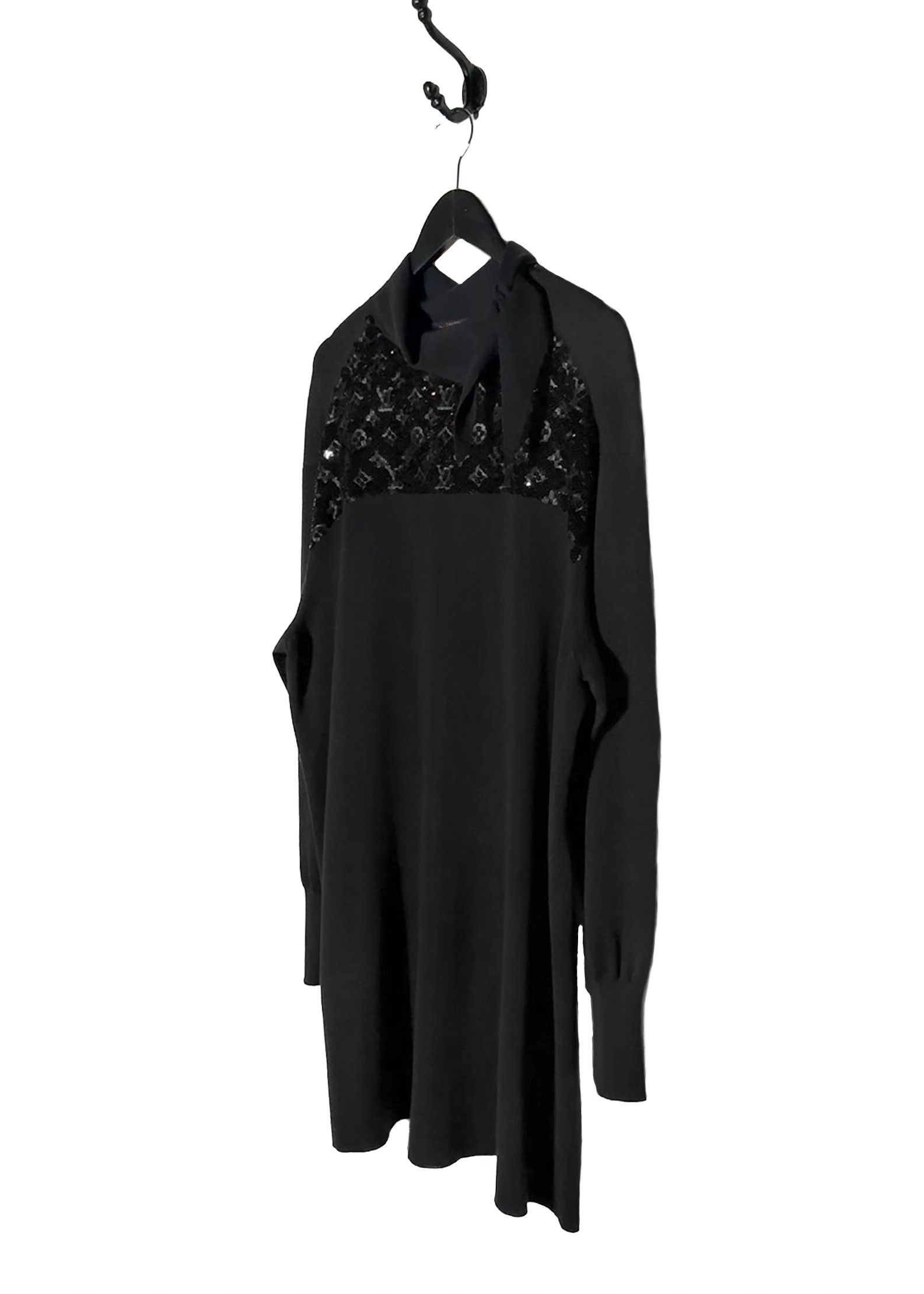 Louis Vuitton Louis Vuitton FW19 Black Sequinned Monogram Knit Mini Dress Size L / US 10 / IT 46 - 2 Thumbnail