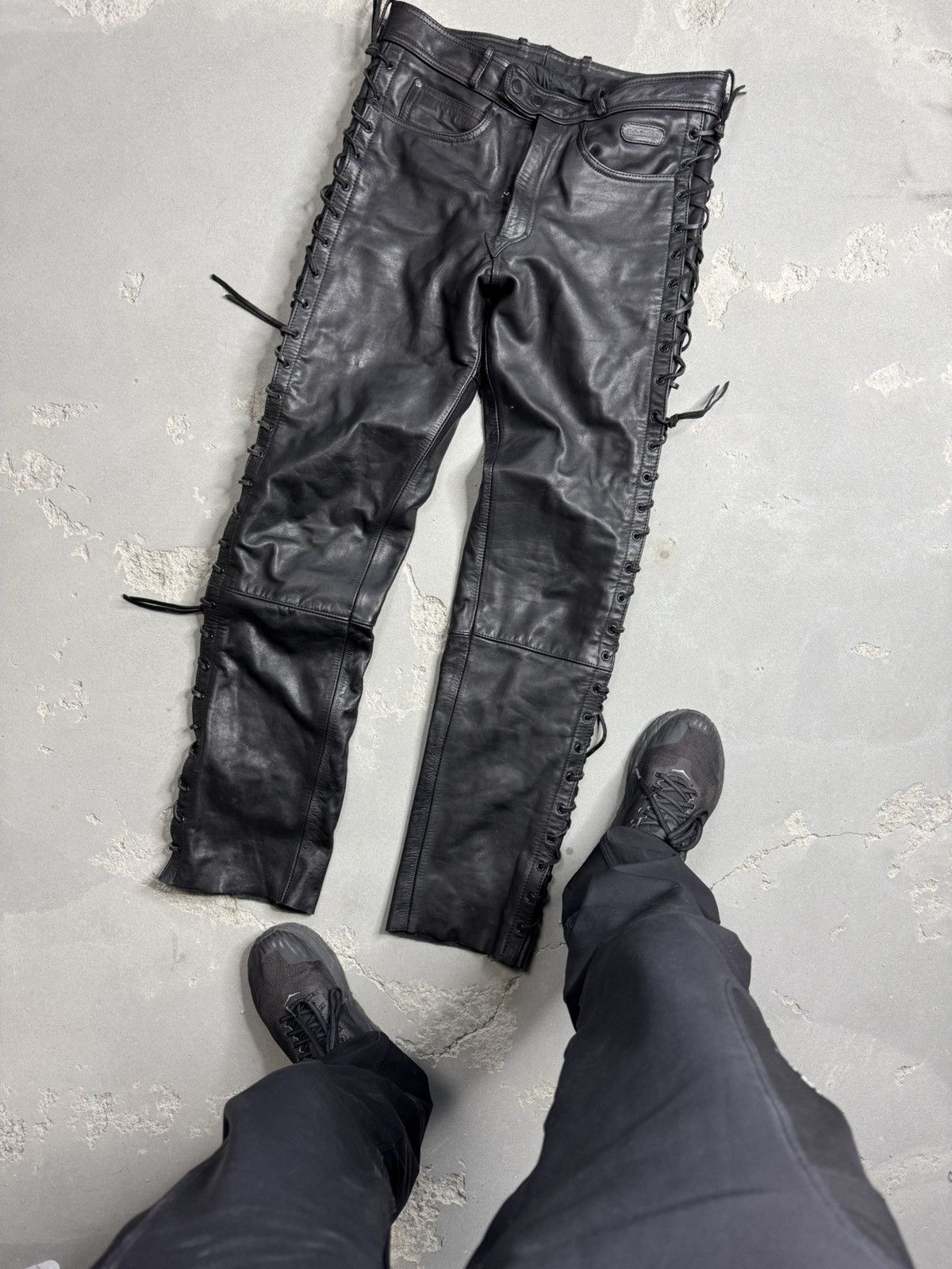 Genuine Leather × Hein Gericke × Vintage Vintage Hein Gericke Faded Leather Travis Scott Style Pants Size US 38 / EU 54 - 1 Thumbnail