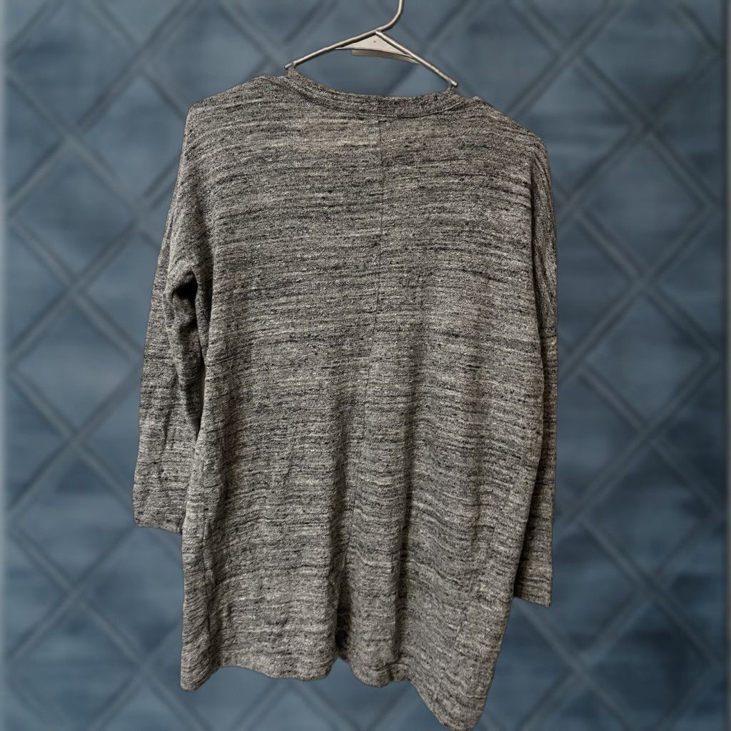 Old Navy Old Navy Cardigan Sweater Women L Gray Cotton Solid Long Sleeve Crew Neck Pockets Size L / US 10 / IT 46 - 1 Thumbnail