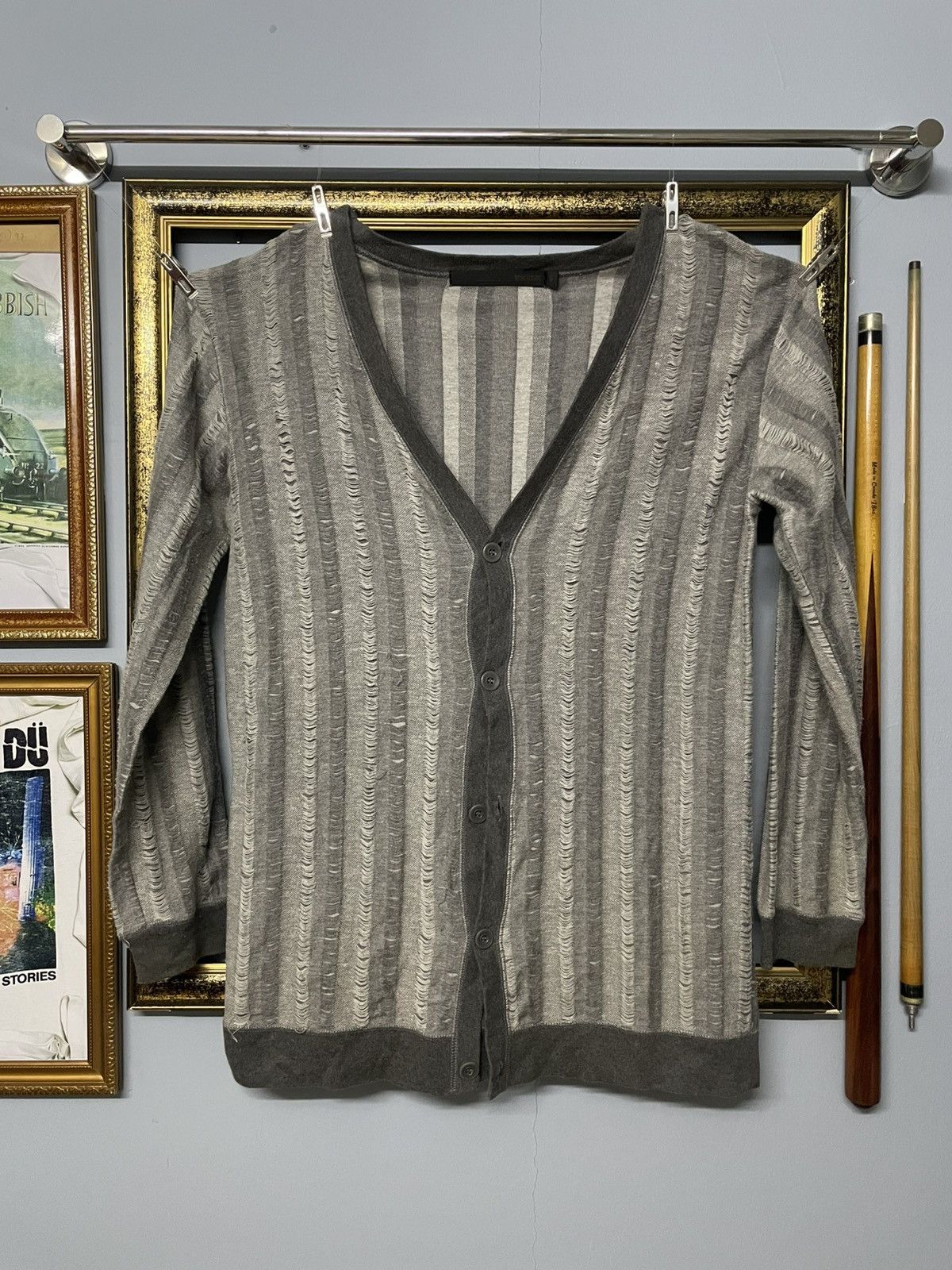 Schlussel Vintage Japan Designer Schlussel Distressed Grunge Cardigan Size US M / EU 48-50 / 2 - 1 Thumbnail