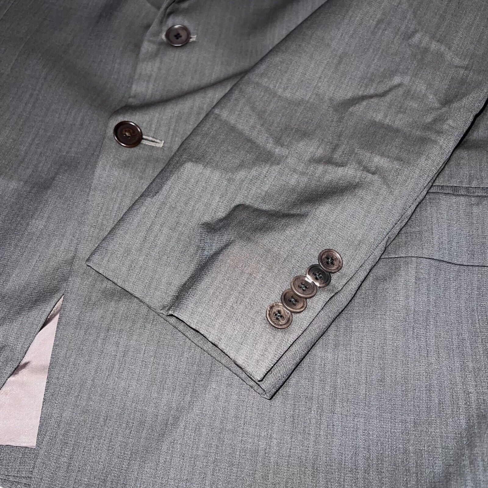 Oscar De La Renta Men’s Oscar De La Renta Grey Striped Blazer 46R W41 Wool 2B Size 46R - 3 Thumbnail