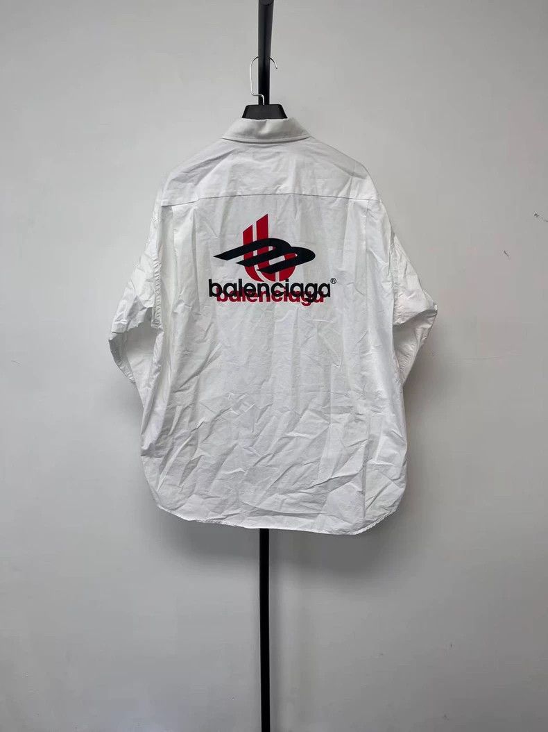 Balenciaga Logo Pointed Collar Button Up Shirt