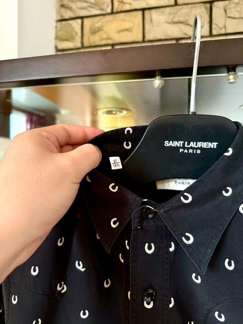 Saint Laurent Paris Saint Laurent Paris Saint Laurent Silk Shirt with Double P Size US S / EU 44-46 / 1 - 4 Thumbnail