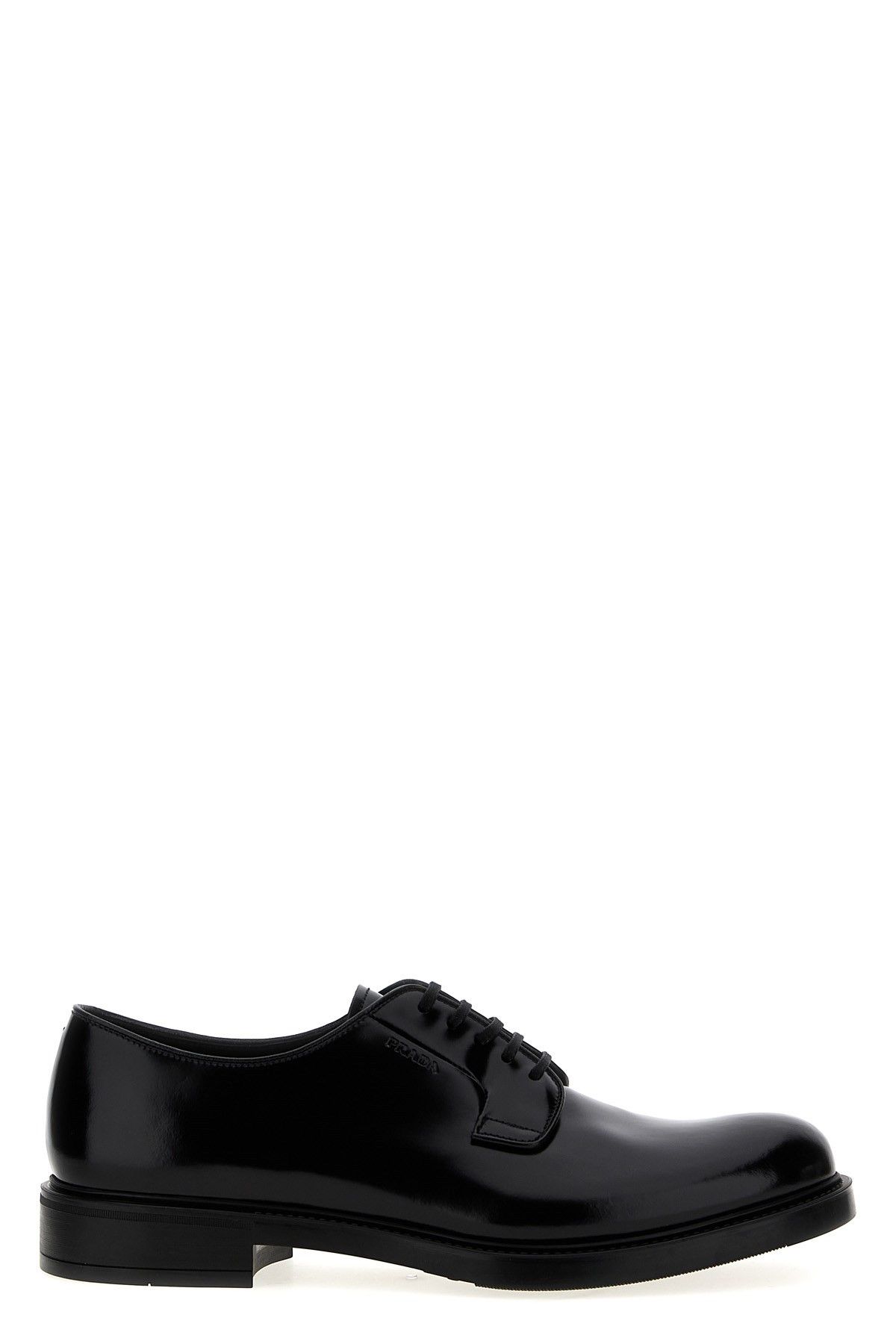 image of Prada Brushed Leather Lace-Up Shoes in Black, Men's (Size 11)