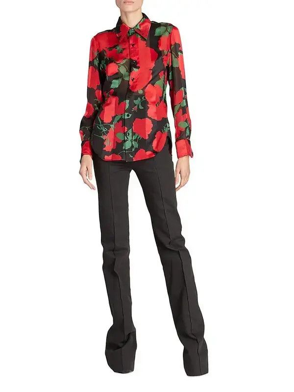 Saint Laurent Paris o1s1wg110924 Shirt in Floral Silk Muslin in Multicolor Size M / US 6-8 / IT 42-44 - 6 Thumbnail