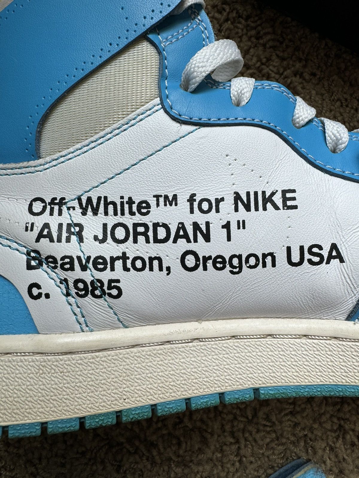 Jordan Brand Off-White Jordan 1 High UNC size 12 Size US 12 / EU 45 - 3 Thumbnail