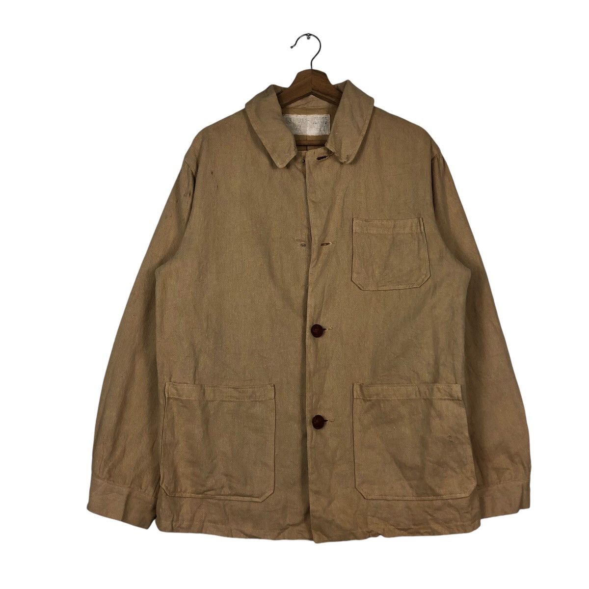 Japanese Brand 📌Vintage Duck Canvas Chore Work Jacket Button 45RPM Design Size US M / EU 48-50 / 2 - 2 Thumbnail