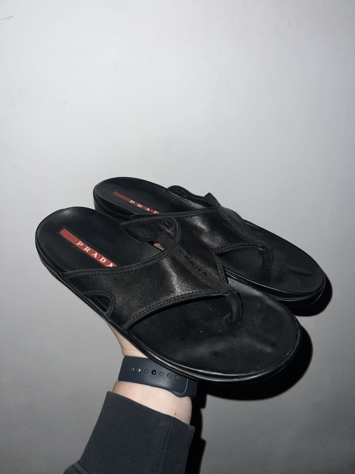 Prada Red Label Leather Slides Slippers