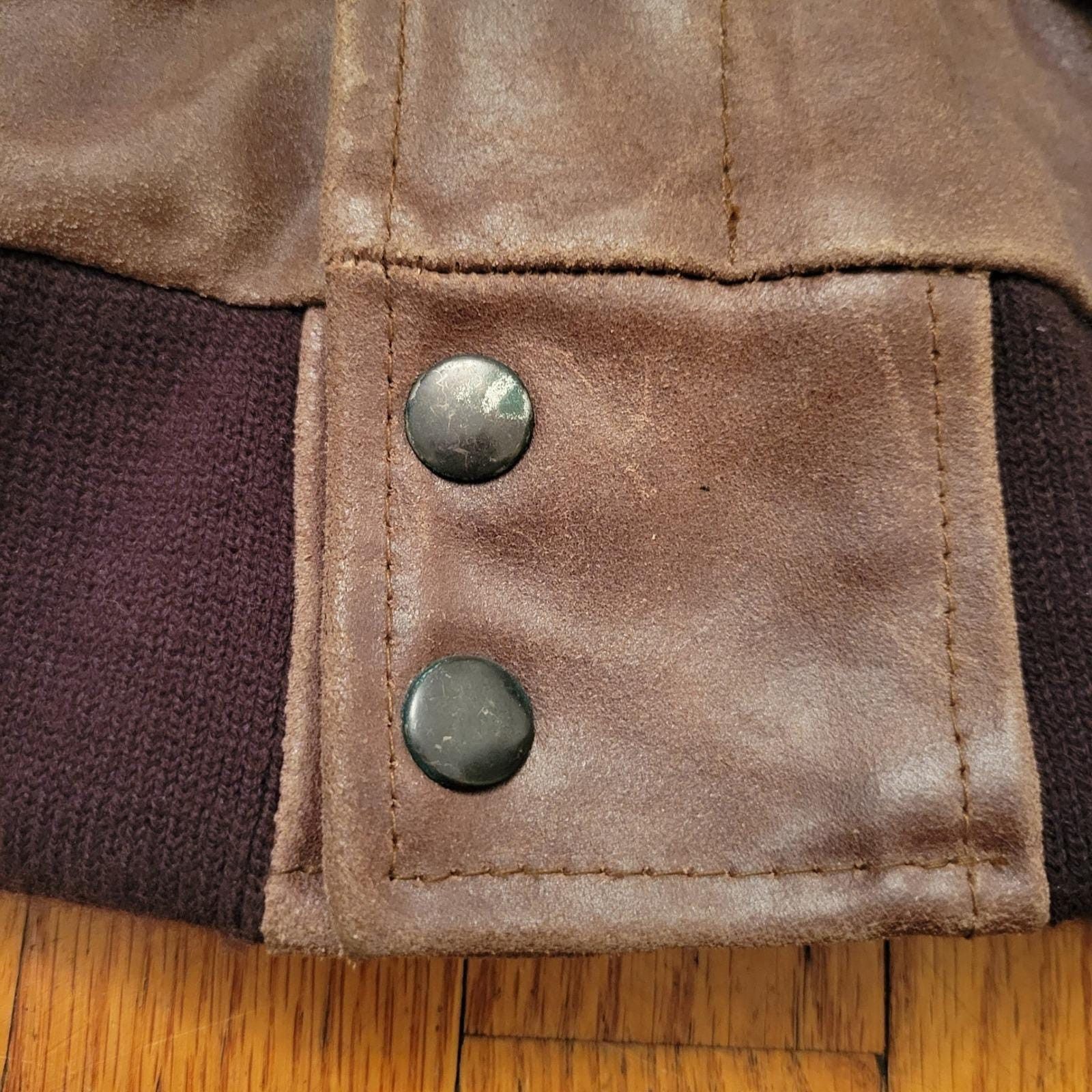 Vintage S Brown Leather Bomber Jacket Faux Fur Collar Aviator Flyboy Size US S / EU 44-46 / 1 - 11 Thumbnail