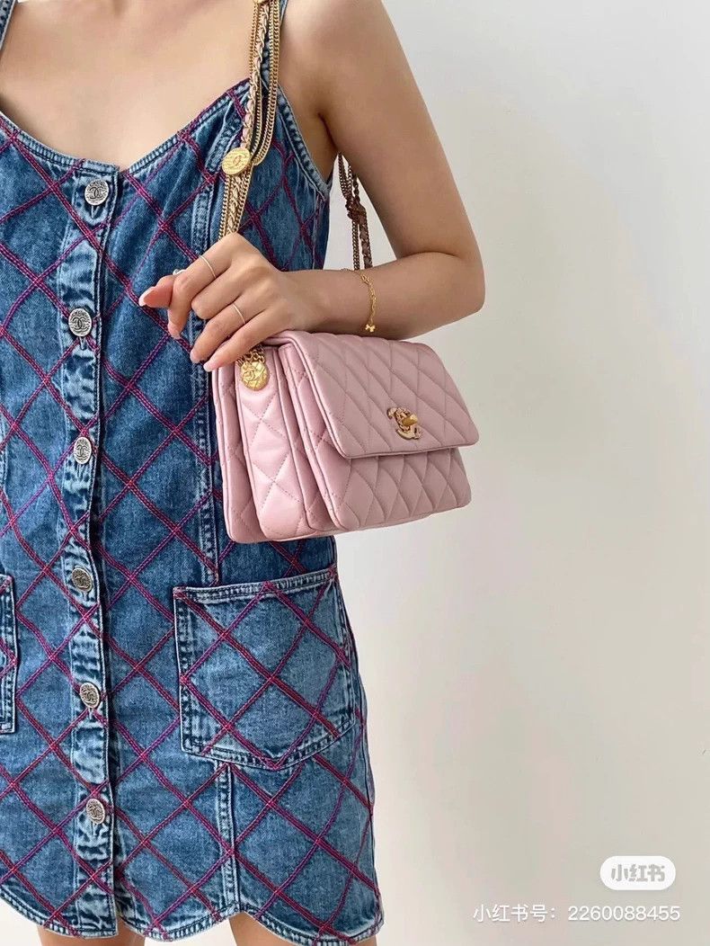 Chanel Chanel 22m beach series pink plaid denim suspender skirt Size XS / US 0-2 / IT 36-38 - 7 Thumbnail